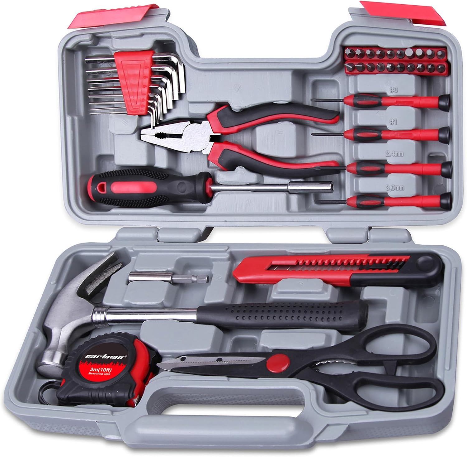 CARTMAN 39-Piece Household Tool Set, Orange Hand Kit With Storage Case | Complete assortment for home repairs, DIY projects, furniture setup, crafting, and daily household fixes in toolbox.