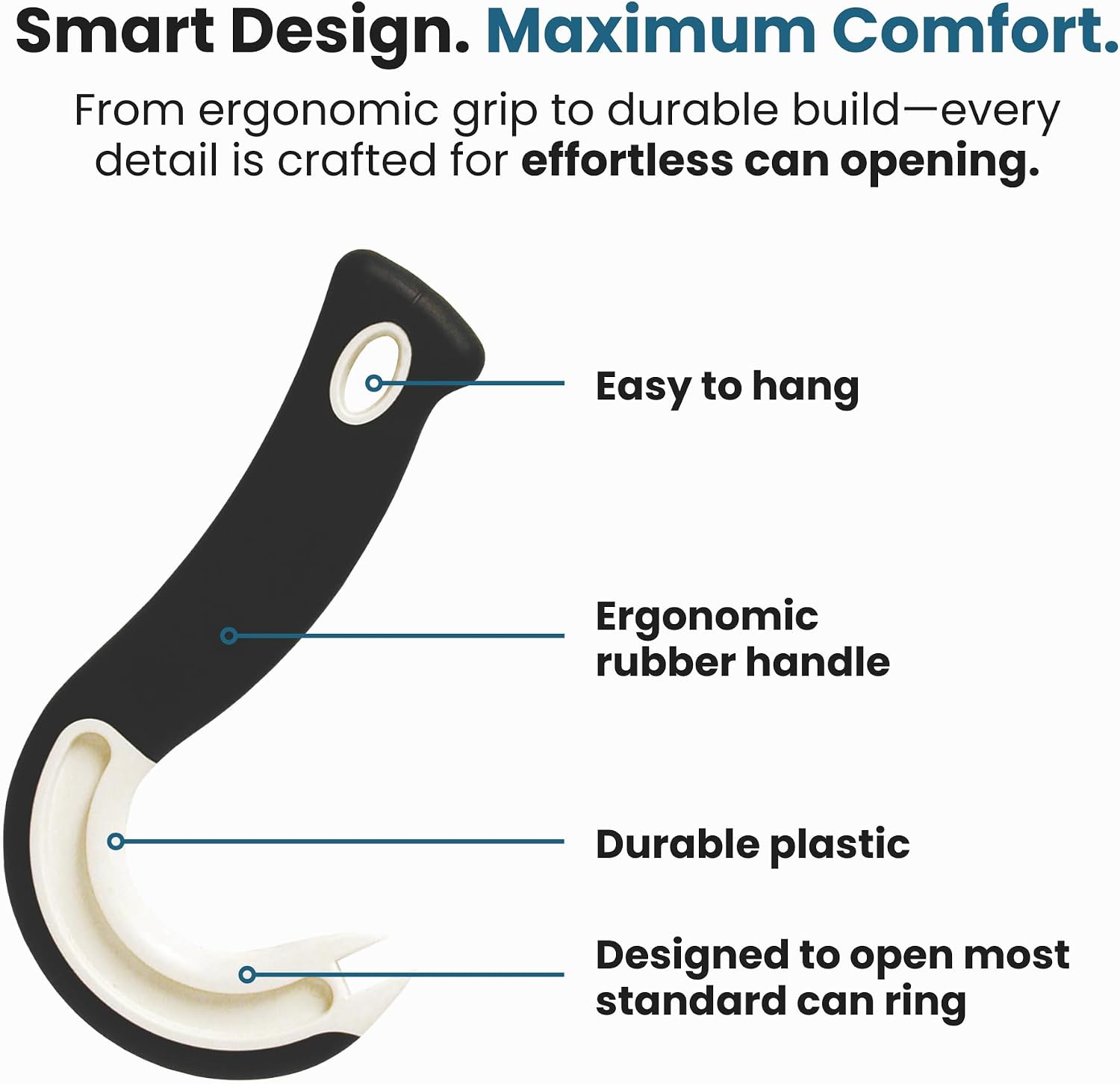 Jokari Ring Pull Can Opener for Soda and Food Cans Arthritis Aid with Non Slip Grip for Seniors Kids and Nail Protection Manual Pull Tab Tool for Easy Open Cans Black Dishwasher Safe | Non Slip Grip, Seniors Kids, Nail Protection Manual Pull Tab Tool, Ea…