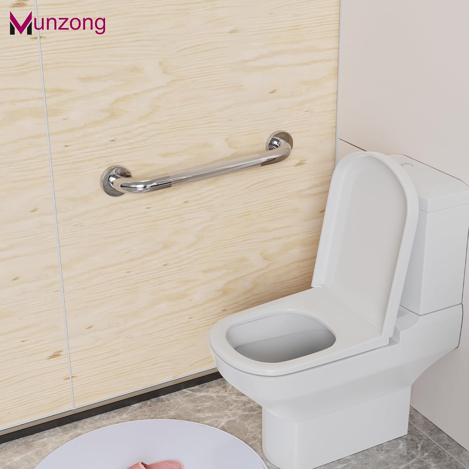 Munzong 3 Pack Commercial Handicap Grab Bars 18" 36" 42" Brushed Nickel | Bathroom Grab Bar for Shower 1.25" Diameter Anti Slip Bathroom Balance Bar Safety Hand Rail for Elderly Injury Senior