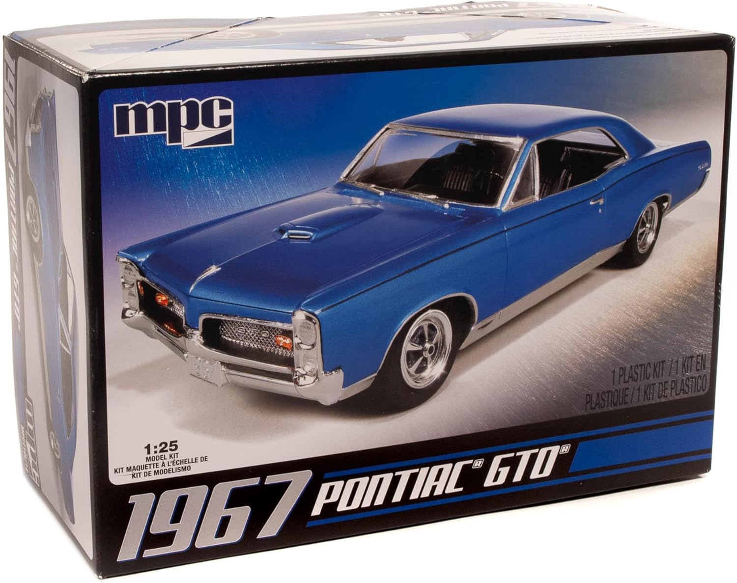 MPC: 1:25 Scale Model Kit - 1967 Pontiac GTO - Blue, 85+ Parts - Skill Level 2, Authentic Vehicle Building Kit, Replica Classic Car, Age 14+
