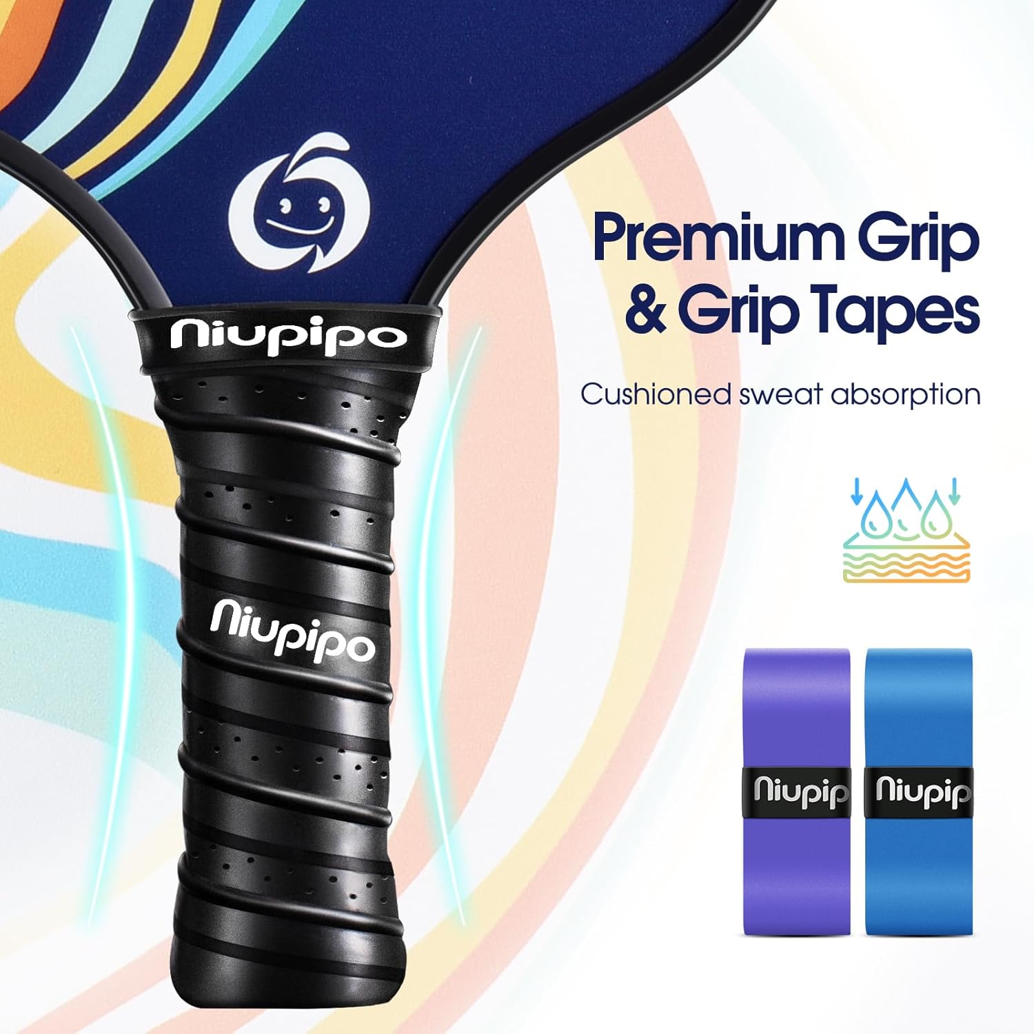 niupipo Pickleball Paddles Set of 2 or 4, USAPA Approved Fiberglass Pickleball Paddle Set with Balls and Bag, Polypropylene Honeycomb Core
