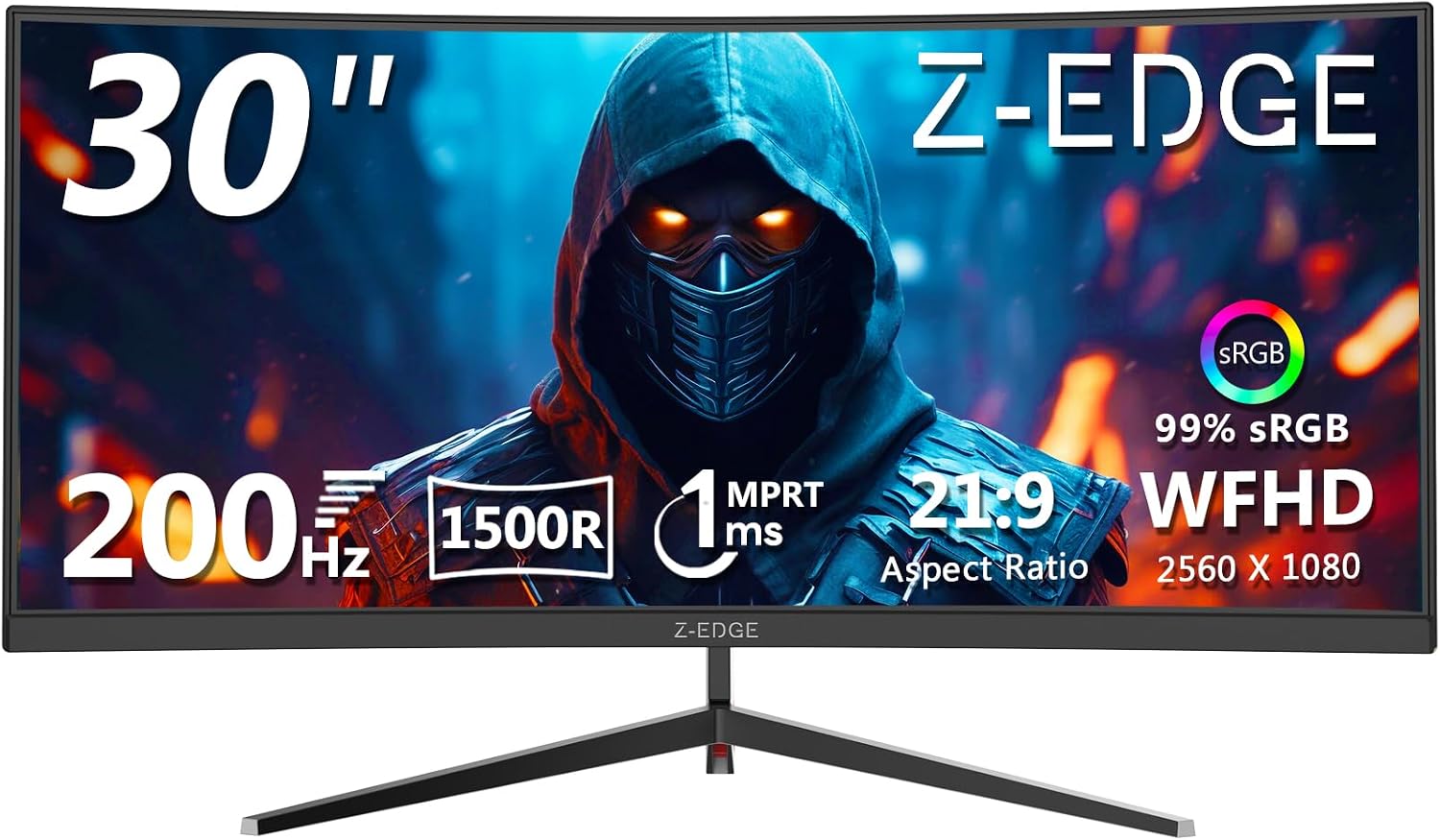 Z-Edge 34 inch WQHD 1440P Curved Gaming Monitor, 240Hz Computer Monitor | AG34P 1500R Frameless 21:9 Curved Screen, Height Adjustable, Office & Gaming, 1ms, Dual DP & HDMI, Metal Stand