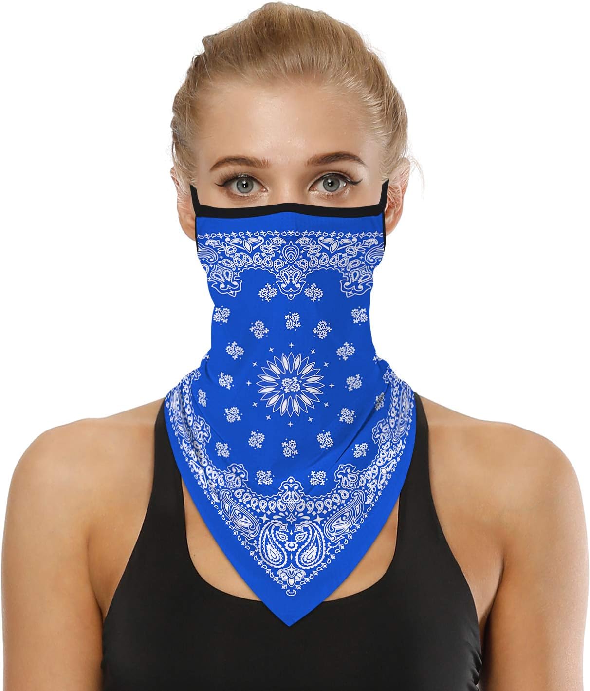 YAYOUREL Neck Gaiter Face Mask Bandanas for Men Women UV Face Scarf Cover Ear Loop Hole Facemask for Fishing Running Cycling
