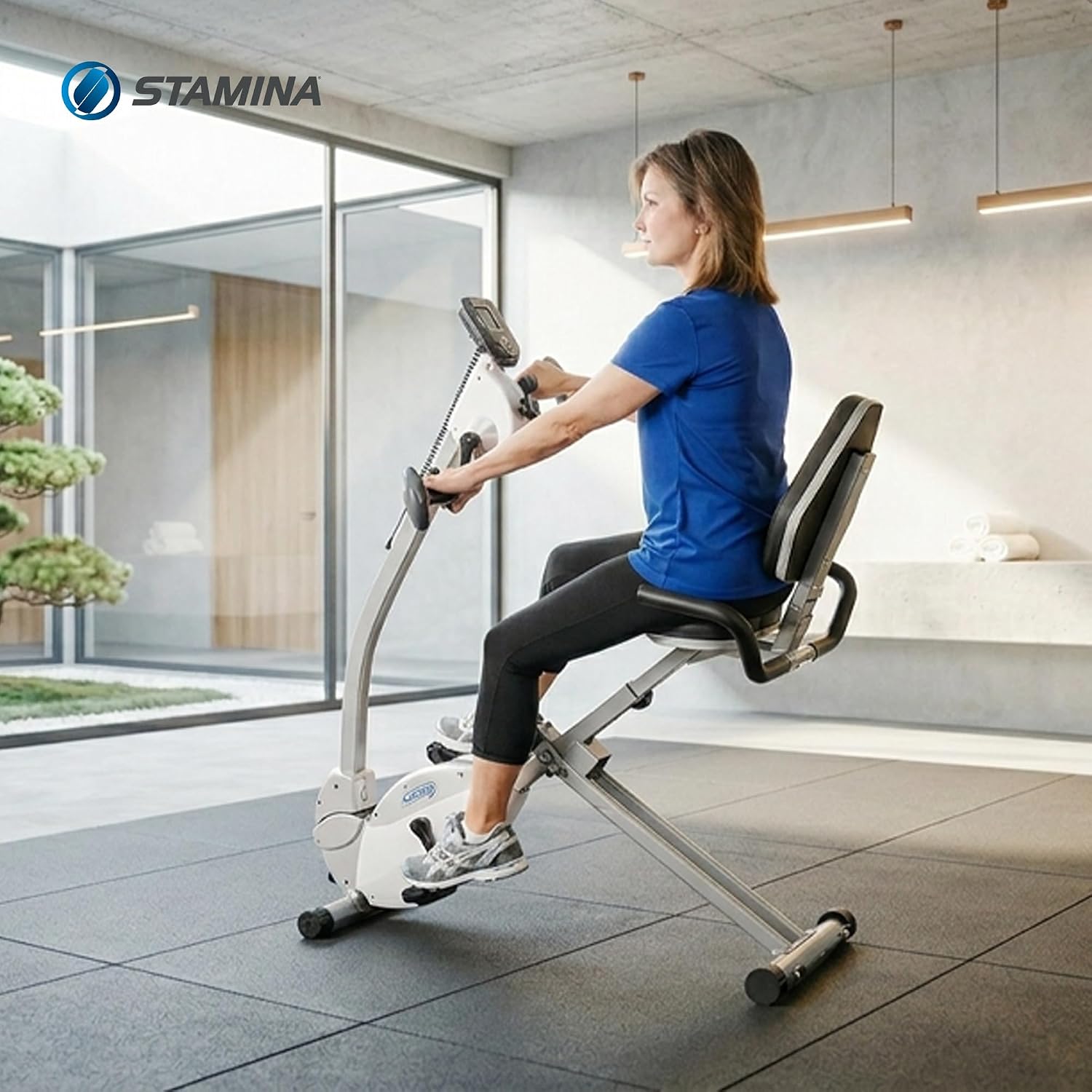 Stamina Recumbent Exercise Bike with Arm Workout - Fitness Bike with Smart Workout App - Recumbent Exercise Bike for Home Workout - Up to 250 lbs