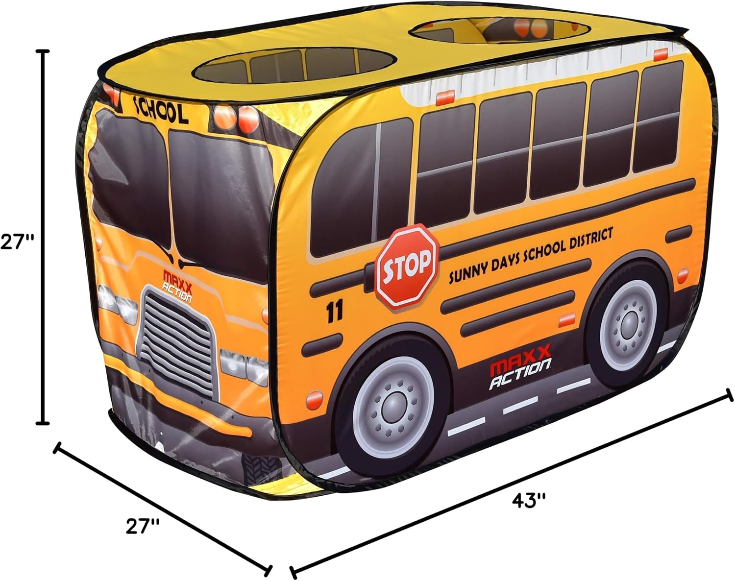 Sunny Days Entertainment Pop Up School Bus – Indoor Playhouse for Kids | Yellow Vehicle Toy Gift for Boys and Girls