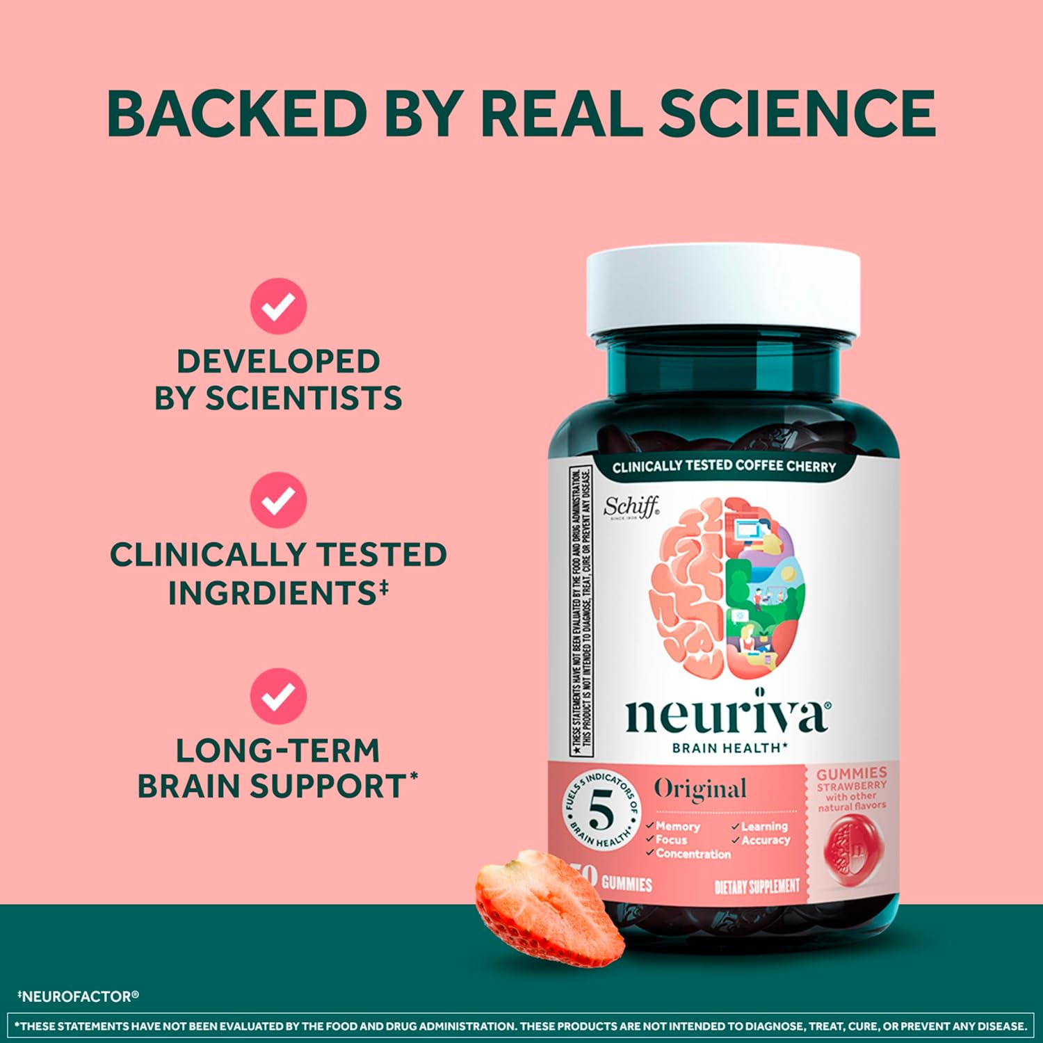 NEURIVA Plus Brain Supplements for Memory and Focus, Clinically Tested Nootropics Neurofactor and Phosphatidylserine with Vitamin B12, Vitamin B6