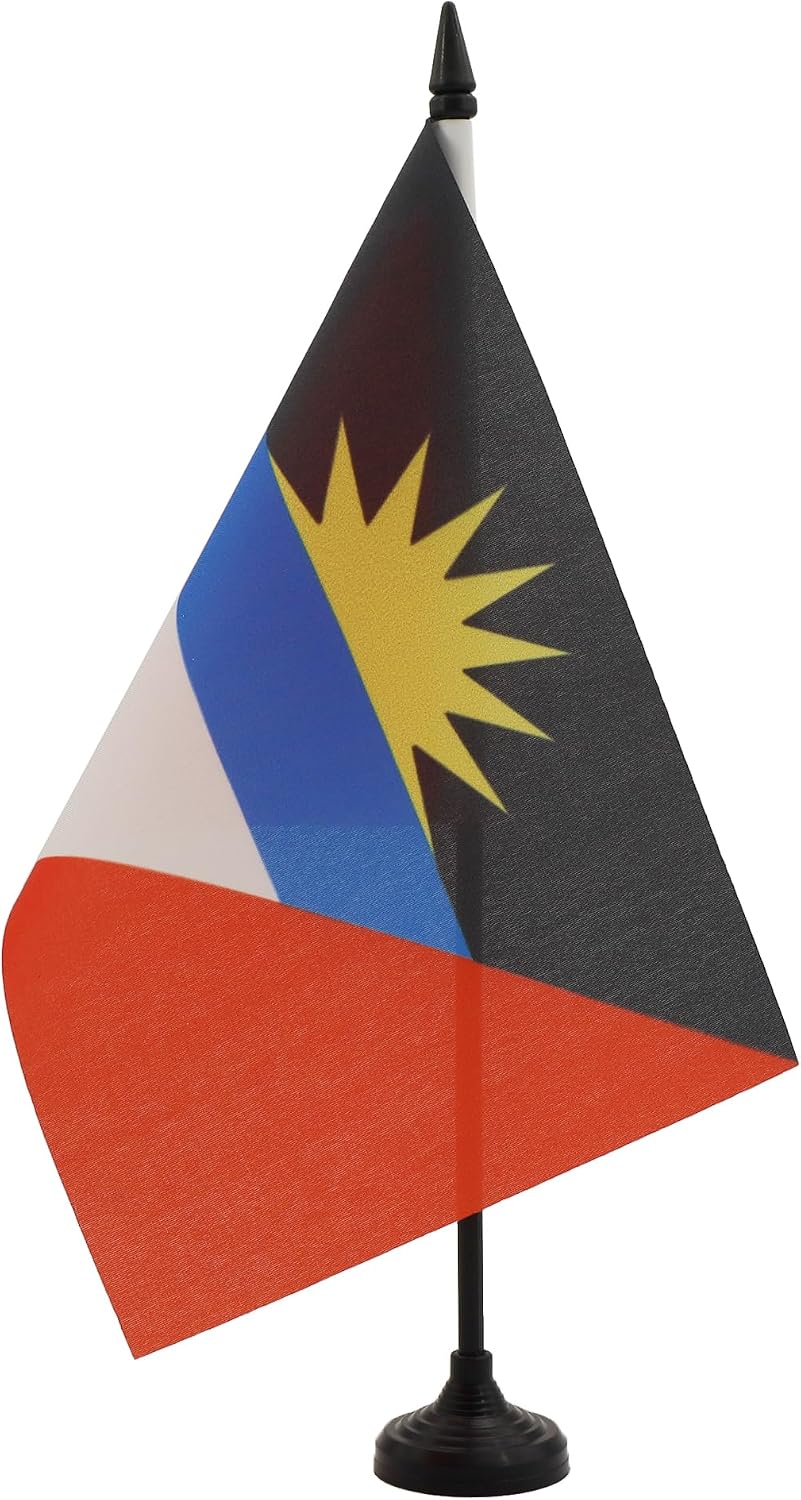 AZ FLAG Nicaragua Table Flag 4x6 in 100D Polyester Plastic Base | Indoor use Nicaraguan 15x10 cm desk flag stitched finish with reinforced edges with plastic pole