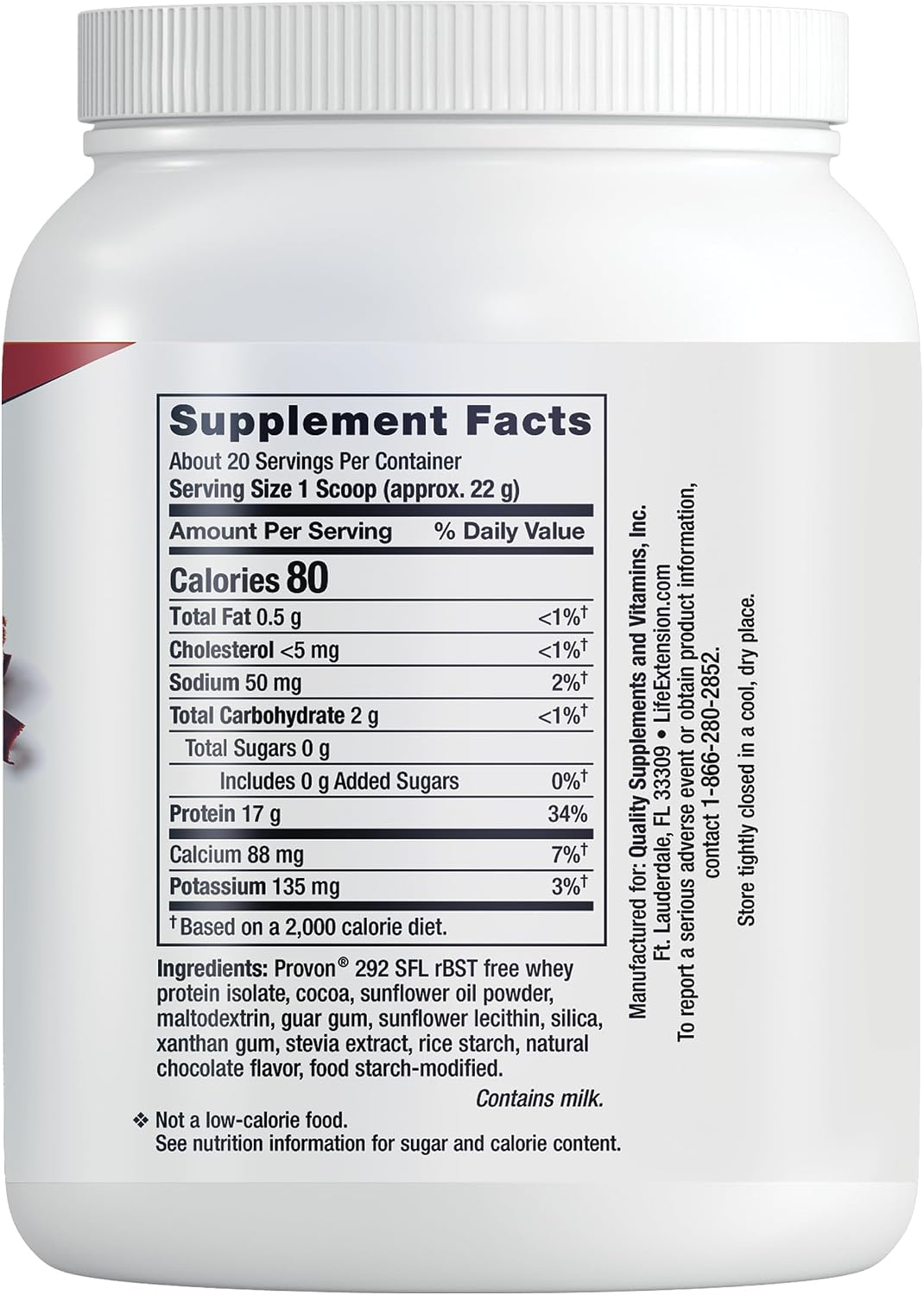 Life Extension Wellness Code® Whey Protein Isolate (Chocolate), Protein and branched-Chain Amino acids for Muscle Growth & Immune Health