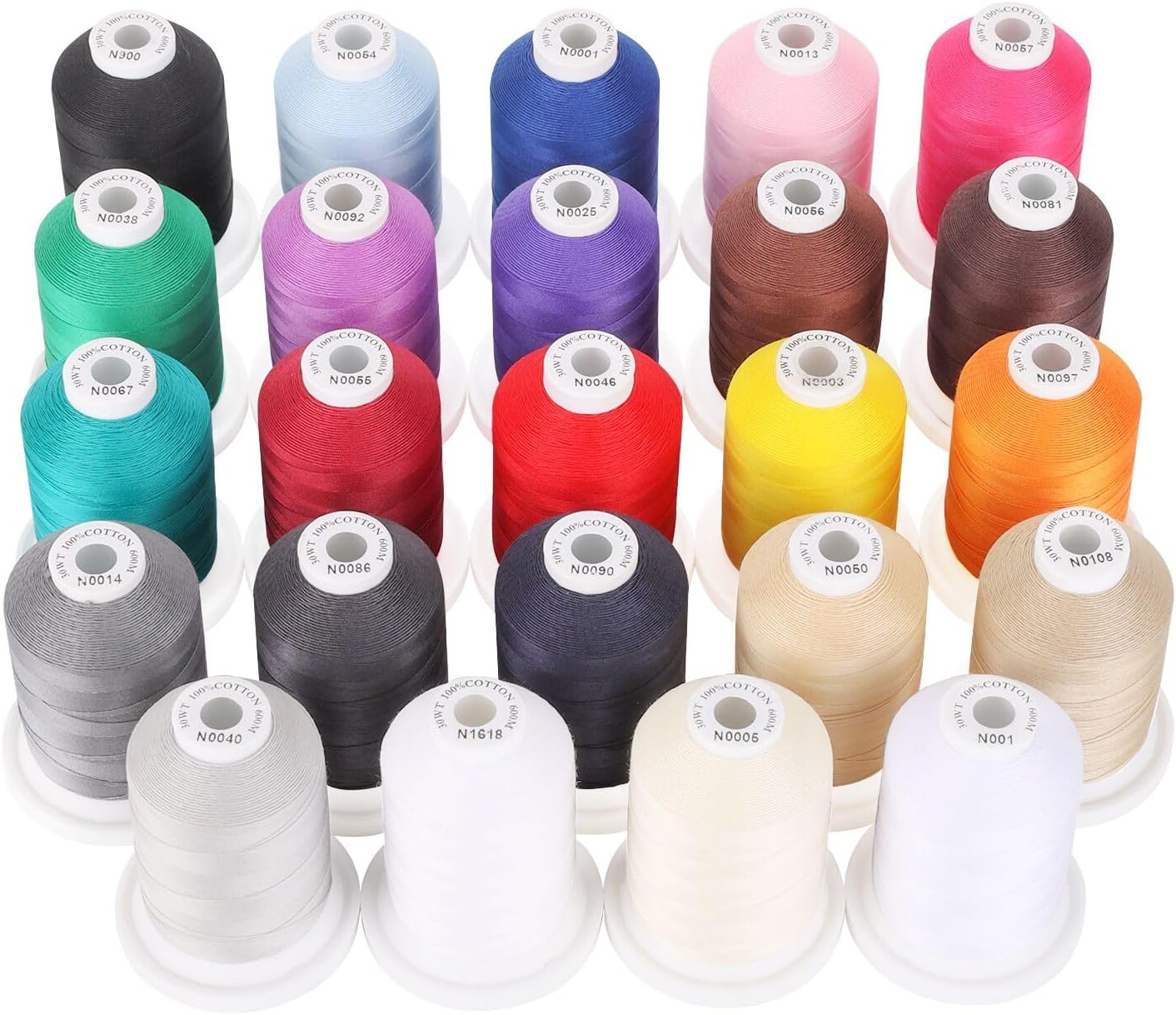New brothread Multi-Purpose 100% Mercerized Cotton Threads -5 White+5 Black