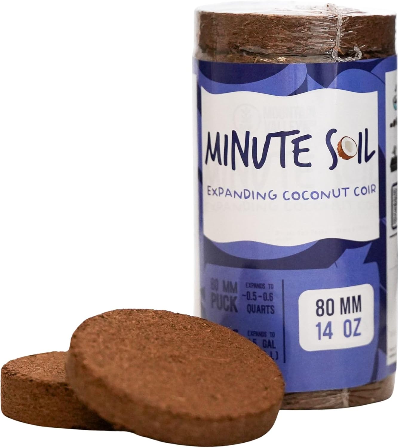 Minute Soil - Compressed Coco Coir Fiber Grow Medium 80mm x 15mm - 14 oz (1 Pack)