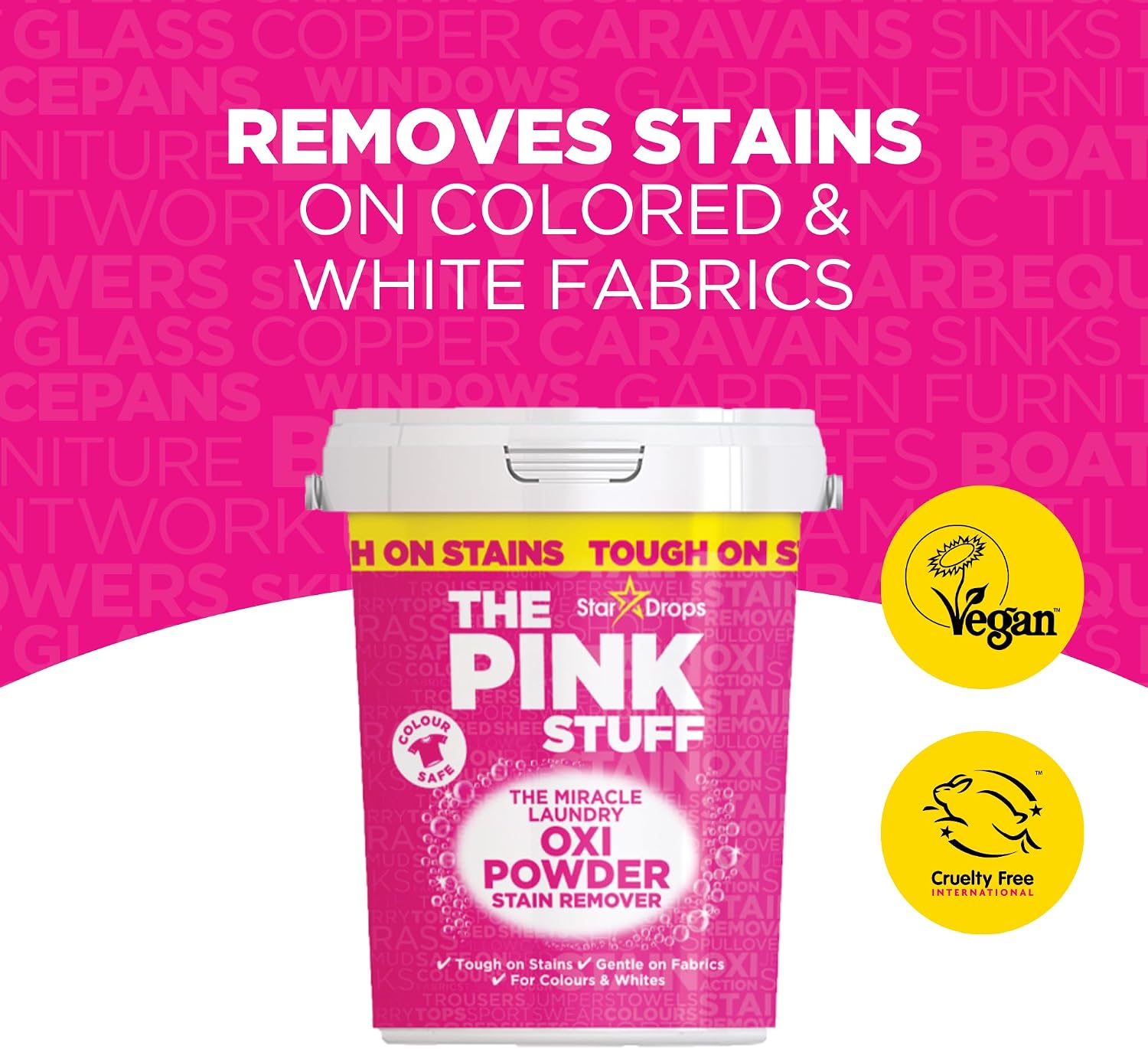Stardrops The Pink Stuff Miracle Laundry Oxi Powder Stain Remover for Colours, 35.2 Oz