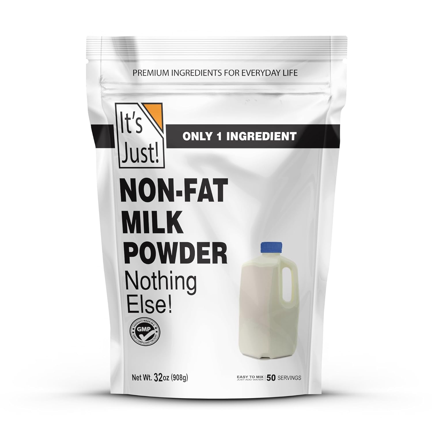 It's Just - Whole Milk Powder, 2lbs, rBST/rBGH Hormone Free, Shelf Stable, Just Add Water, Made in USA, Dry Milk Powder, 32oz