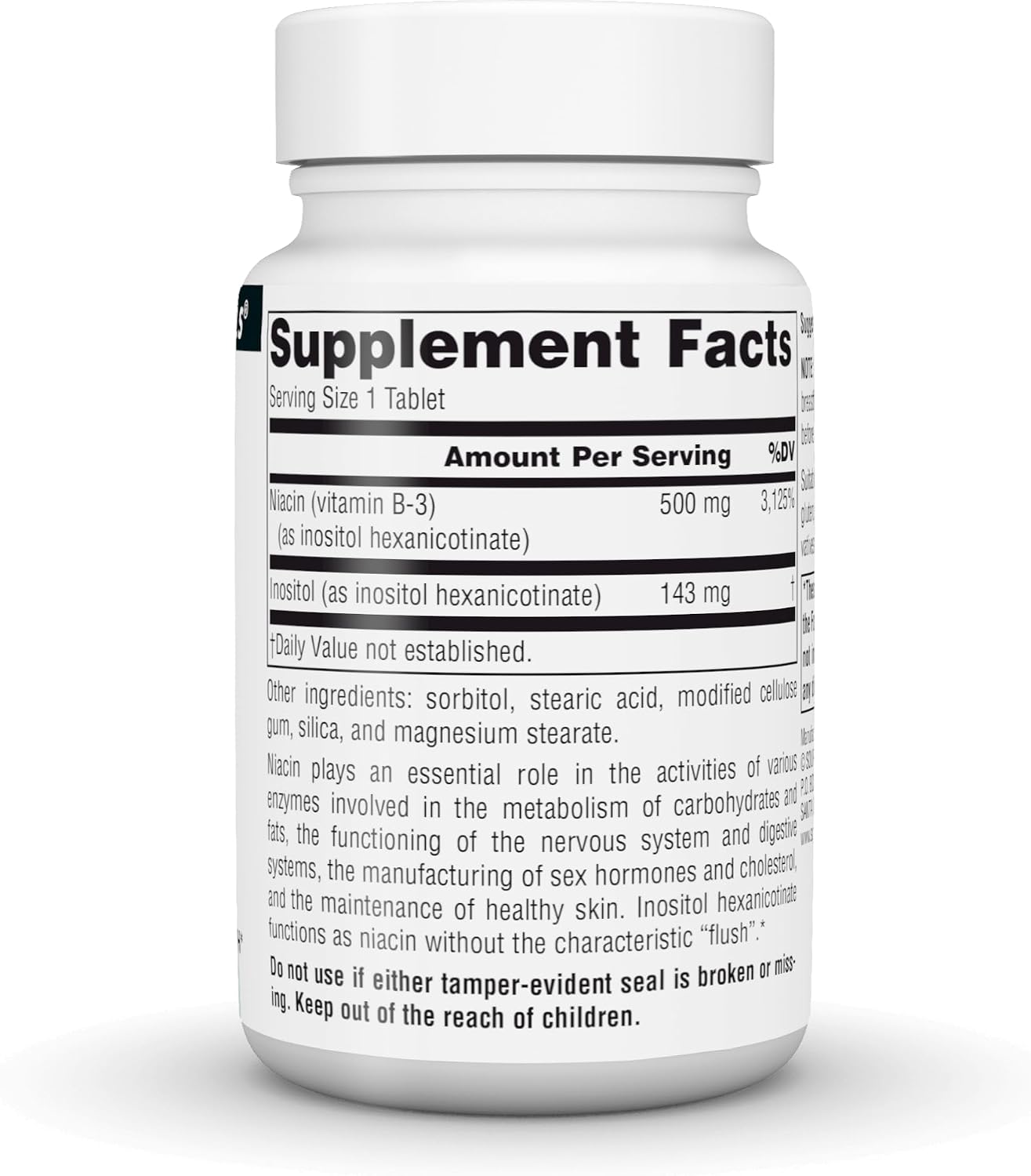 Source Naturals No-Flush Niacin, B-3, 500 mg - 60 Vegetarian Tablets | Cardiovasular Health | Energy Support*