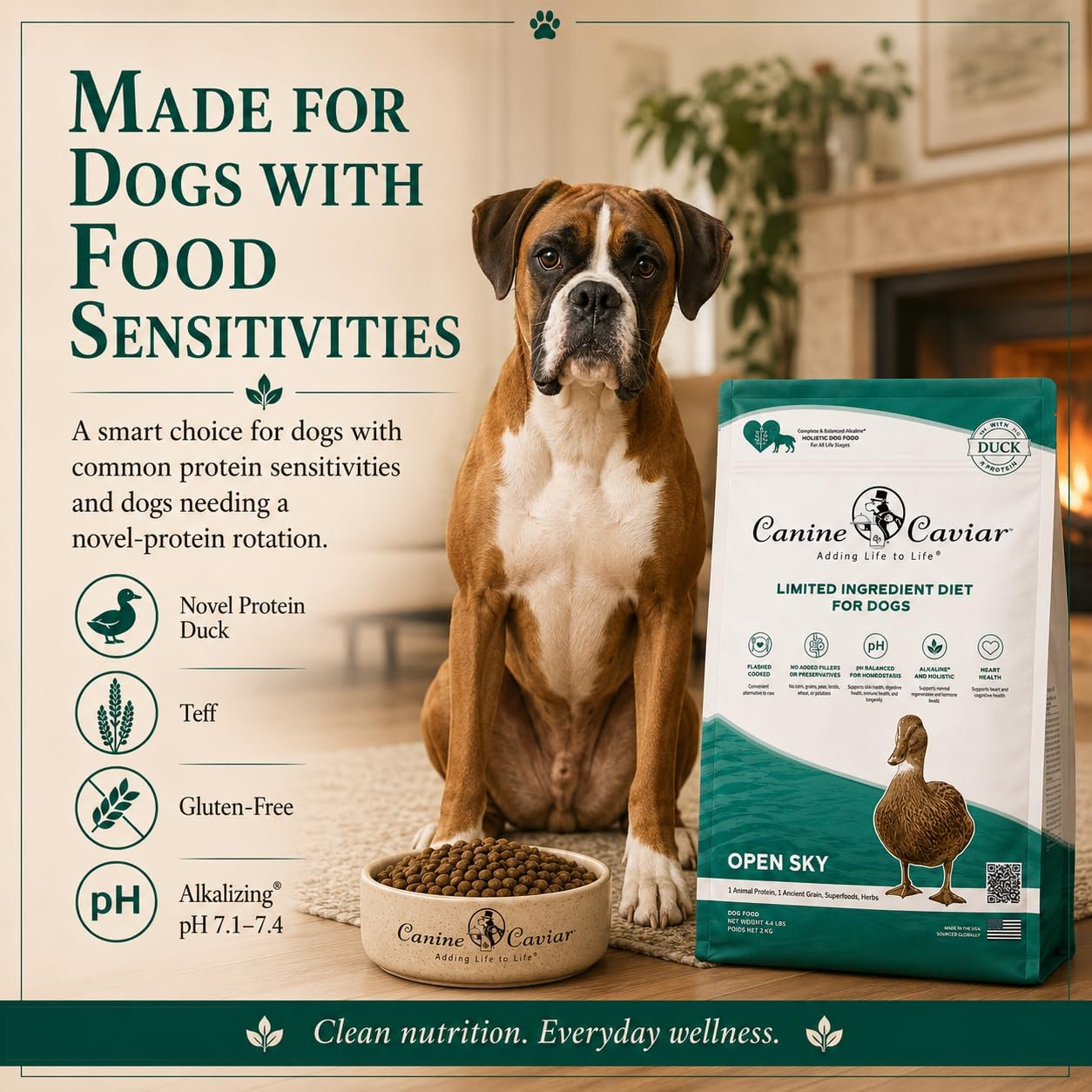 Canine Caviar - Open Range: Water Buffalo & Chickpea Alkaline Dry Dog Food, Limited Ingredients, Gluten-Free, Based on Science & Research, Veterinary Alternative Diet (22 Pound Bag)