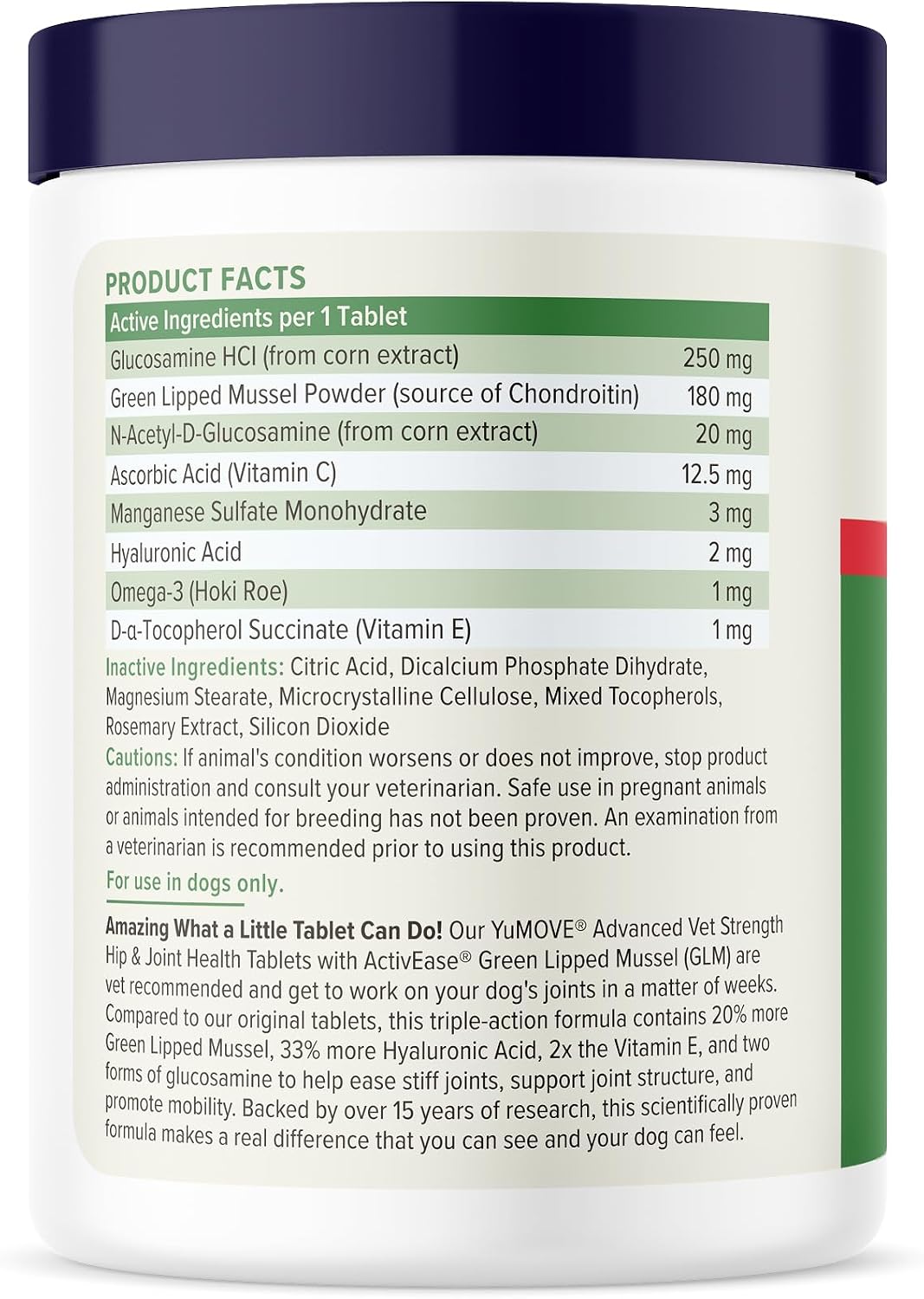 YuMOVE Dog Hip & Joint Supplement, Regular Strength 60 Chewable Tablets | ActivEase Green Lipped Mussel, Glucosamine for Dogs, Hyaluronic Acid & Omega 3 Joint Supplement, NASC Certified