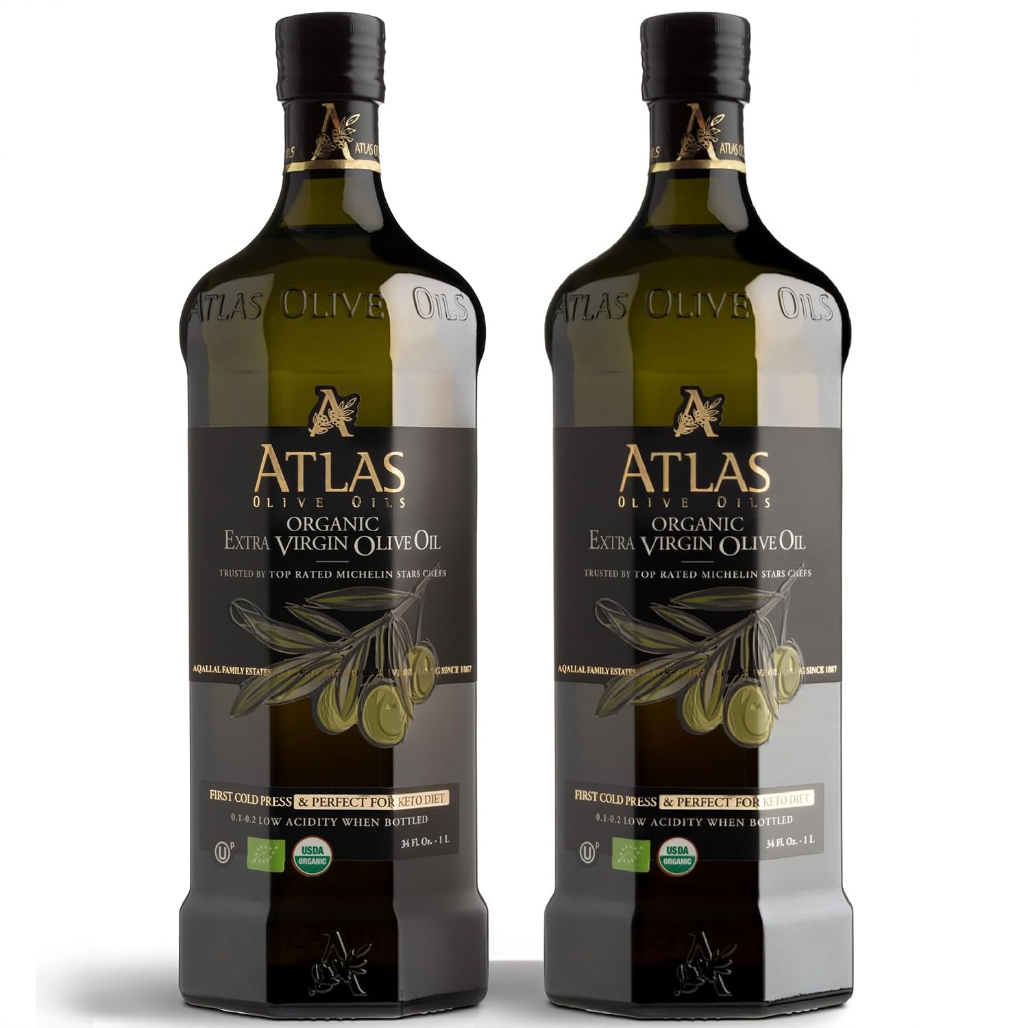 Atlas Organic Extra Virgin Olive Oil, Moroccan, High Polyphenol, 750 mL | Cold Pressed EVOO With High Smoke Point, Trusted By Award-Winning Chefs, One Family Farm, Polyphenol-Rich & Smooth Finish