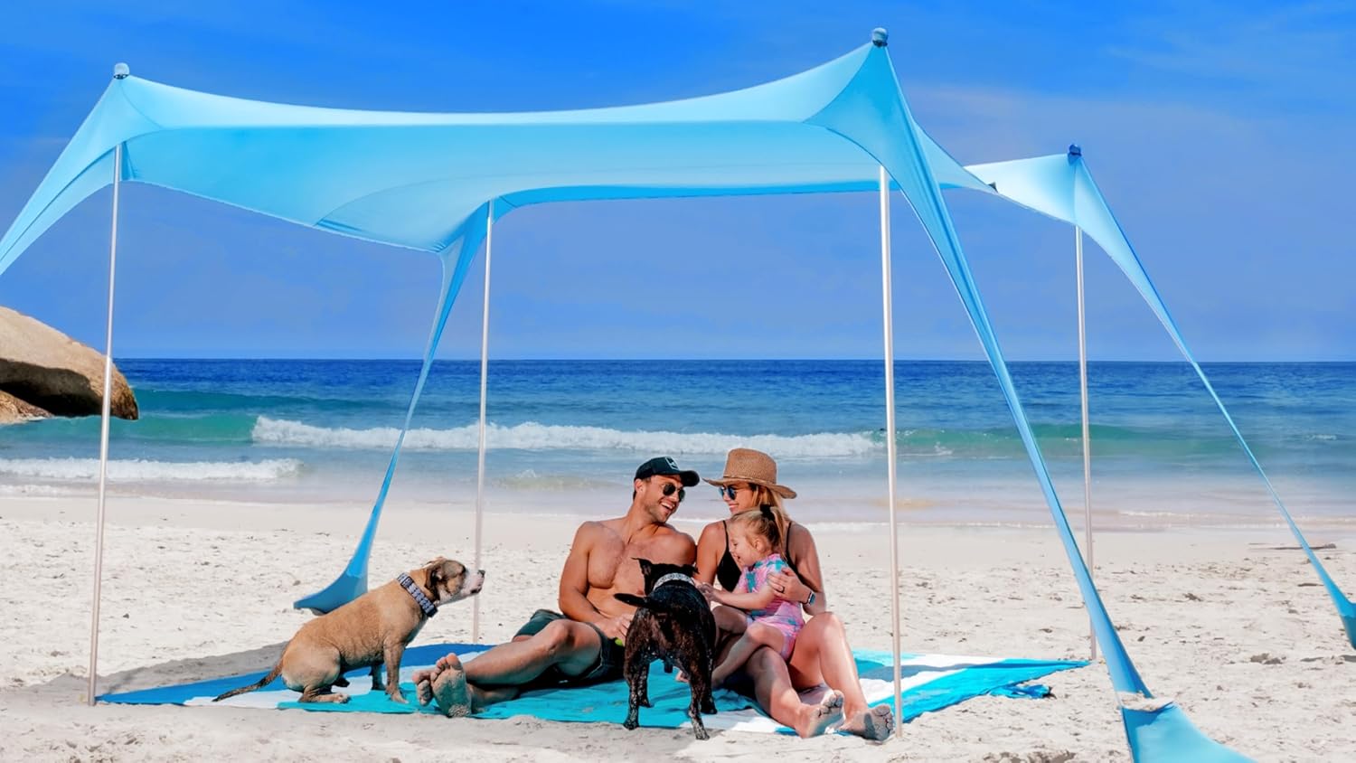 SUN NINJA Beach Tent Sun Shelter, Beach Shade Canopy with UPF50+ Protection