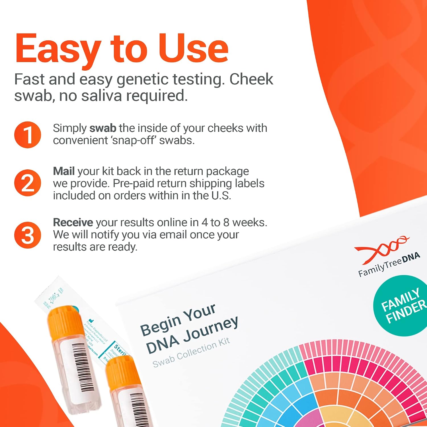 Family Finder Ancestry & DNA Test, Swab Collection Kit | Expertly Processed DNA Ancestry Test Kit, Discover Your Origins and Geographic Roots