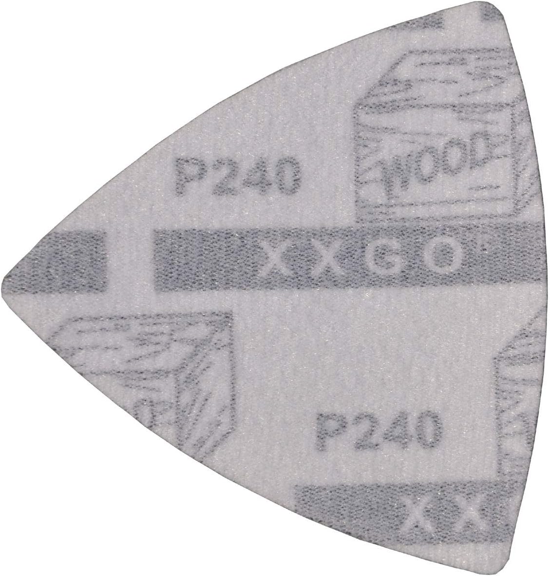 XXGO 55 Pcs 80mm 3-1/8 Inch Triangular Oscillating Multi Tool Sanding Pads | Assorted Grit , Hook & Loop Design , Strong Velcro , Best for Metal Wood Sanding
