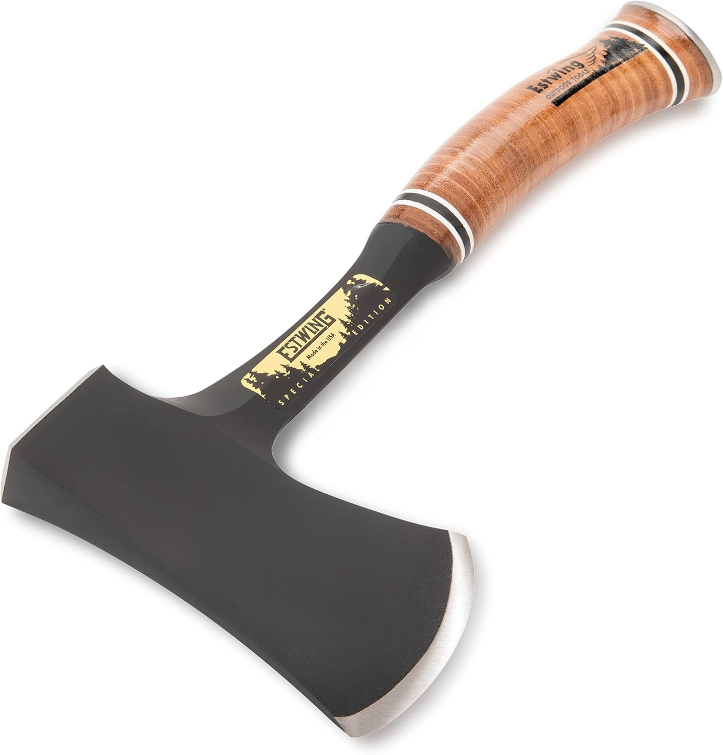 ESTWING Sportsman's Axe - 14" USA Made Special Edition Camping Hatchet with Forged Steel Construction & Genuine Leather Grip - E24ASEA | Made in USA, Outdoor Versatility, Genuine Leather Grip, Forged In One Piece, Heavy Duty Sheath
