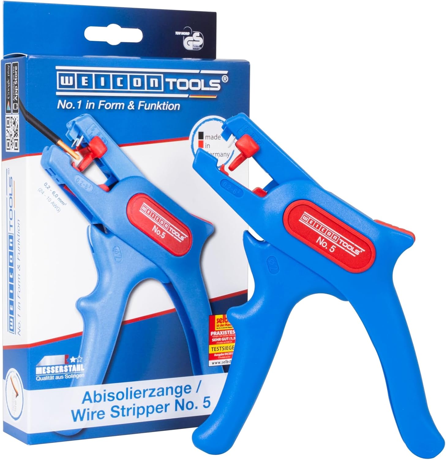 WEICON TOOLS Wire Stripper No. 5, automatic wire stripper 0.2-6 mm², wire stripper with side cutter up to 2 mm