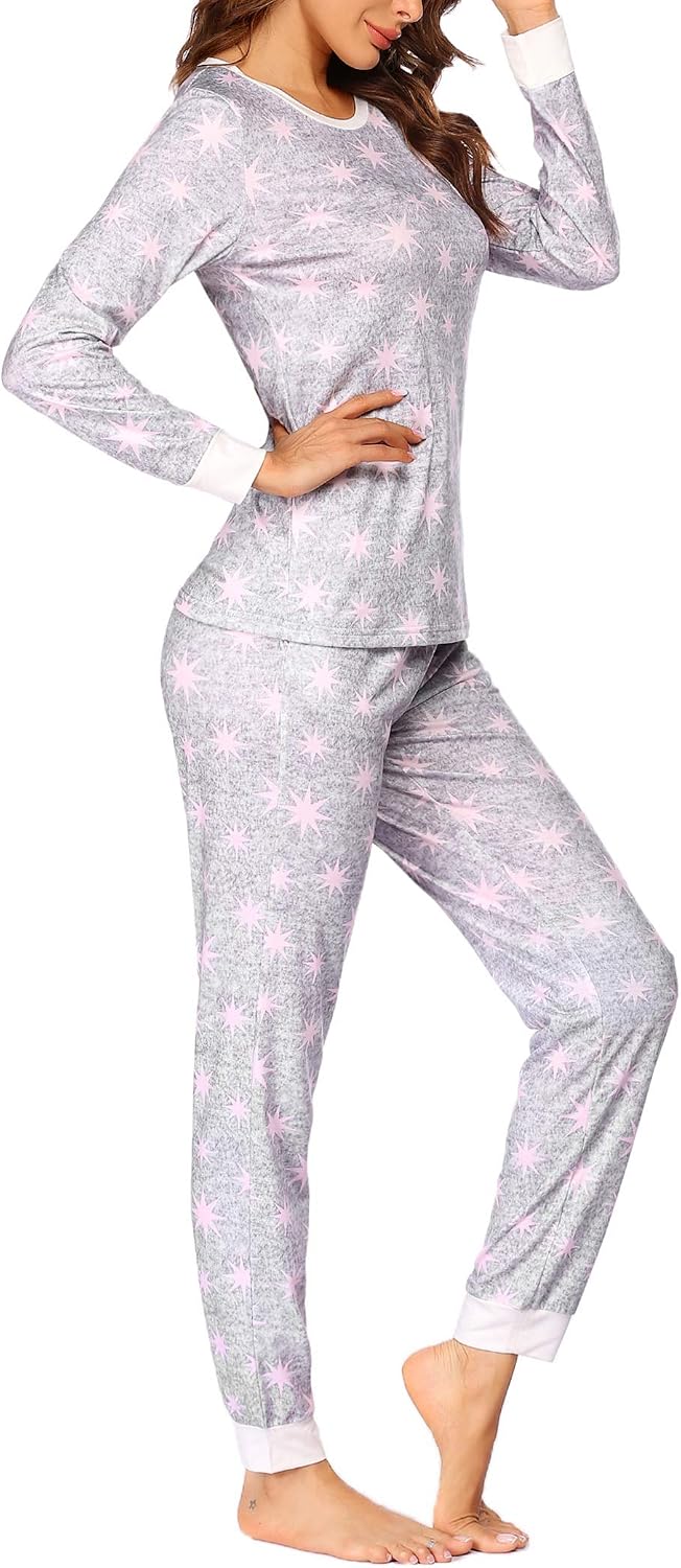 Ekouaer Womens Pajamas Sets Long Sleeve Tops with Jogger Pants