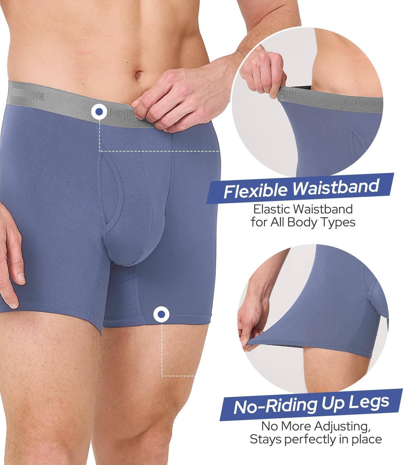 BAMBOO COOL Men's Boxer Briefs Ultra Breathable Underwear Multipack