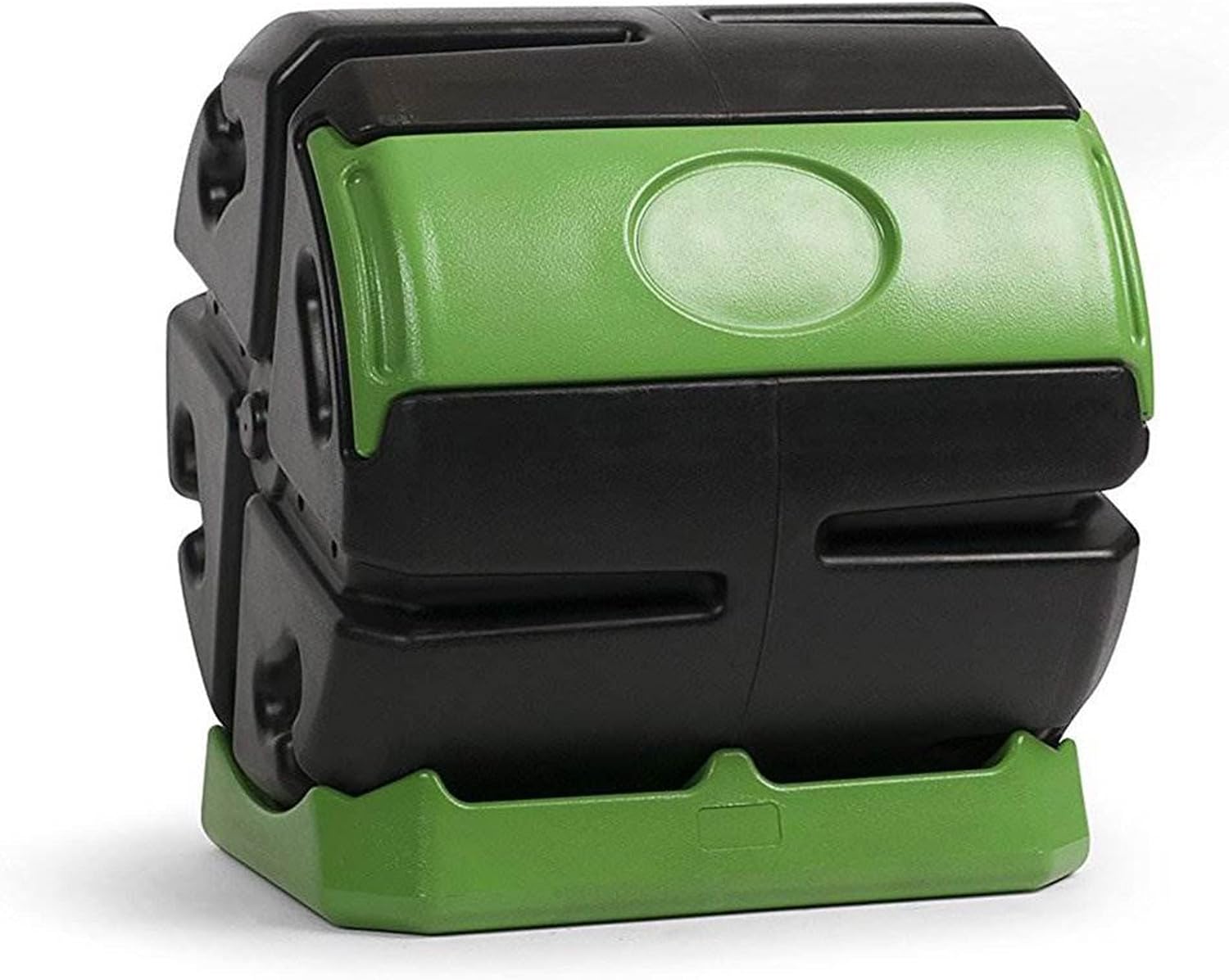 FCMP Outdoor HOTFROG Rolling Single Chamber Batch Tumbling Composter - Outdoor Rotating Garden Compost Bin (HF-RC4000WB) Black & Green (37-Gallon)