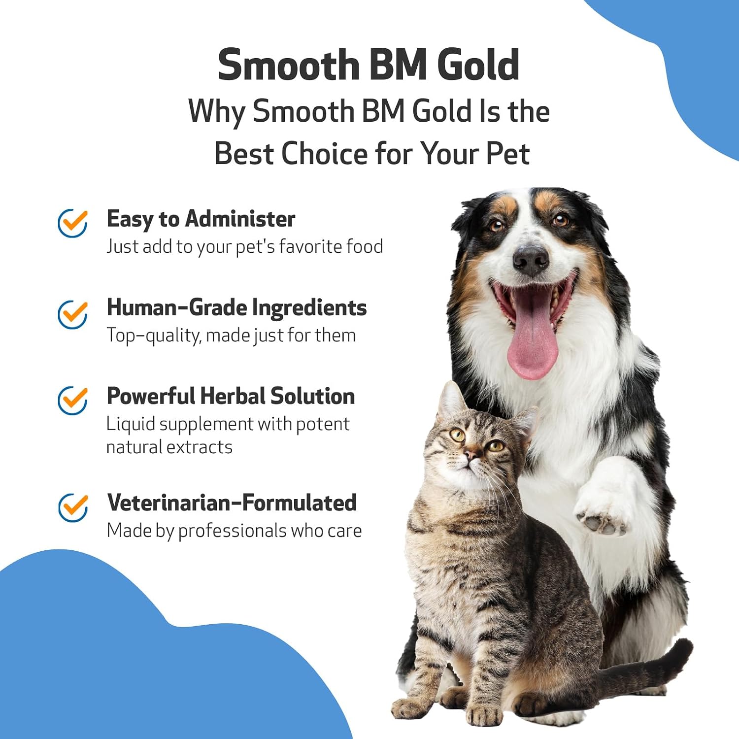 Pet Wellbeing Smooth BM Gold for Cats - Gentle Constipation Relief for Felines - Natural Herbal Supplement 2 oz (59 ml) | NASC Certified & Vet-Formulated Liquid Digestive Supplement with Triphala for Healthy Bowel Movements & Stool Consistency