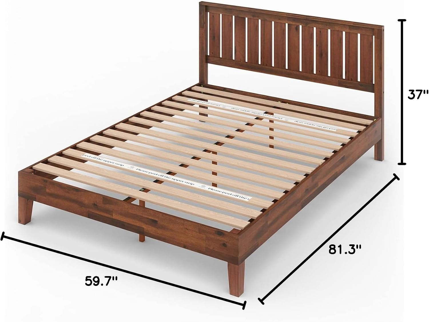 ZINUS Vivek Deluxe Wood Platform Bed Frame with Headboard, Wood Slat Support, No Box Spring Needed, Easy Assembly, Queen | Slatted Headboard, Wood Slat Support, No Box Spring Needed, Contemporary Design, Easy Assembly