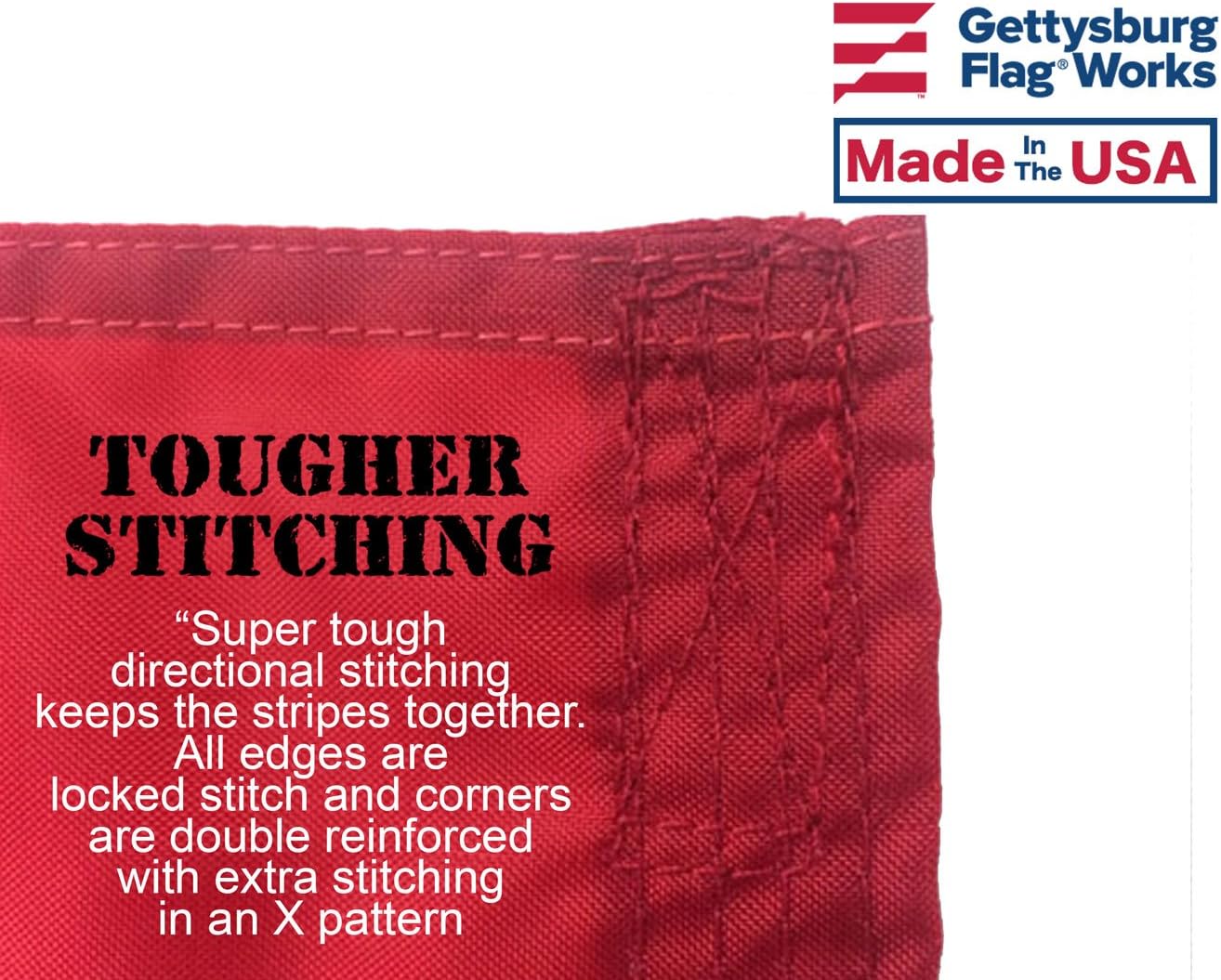 5x8' Battle-Tough® US Flag, Durable All-Weather Nylon American Flag, Sewn Stripes and Embroidered Stars for Outside, Made in USA by Gettysburg Flag Works