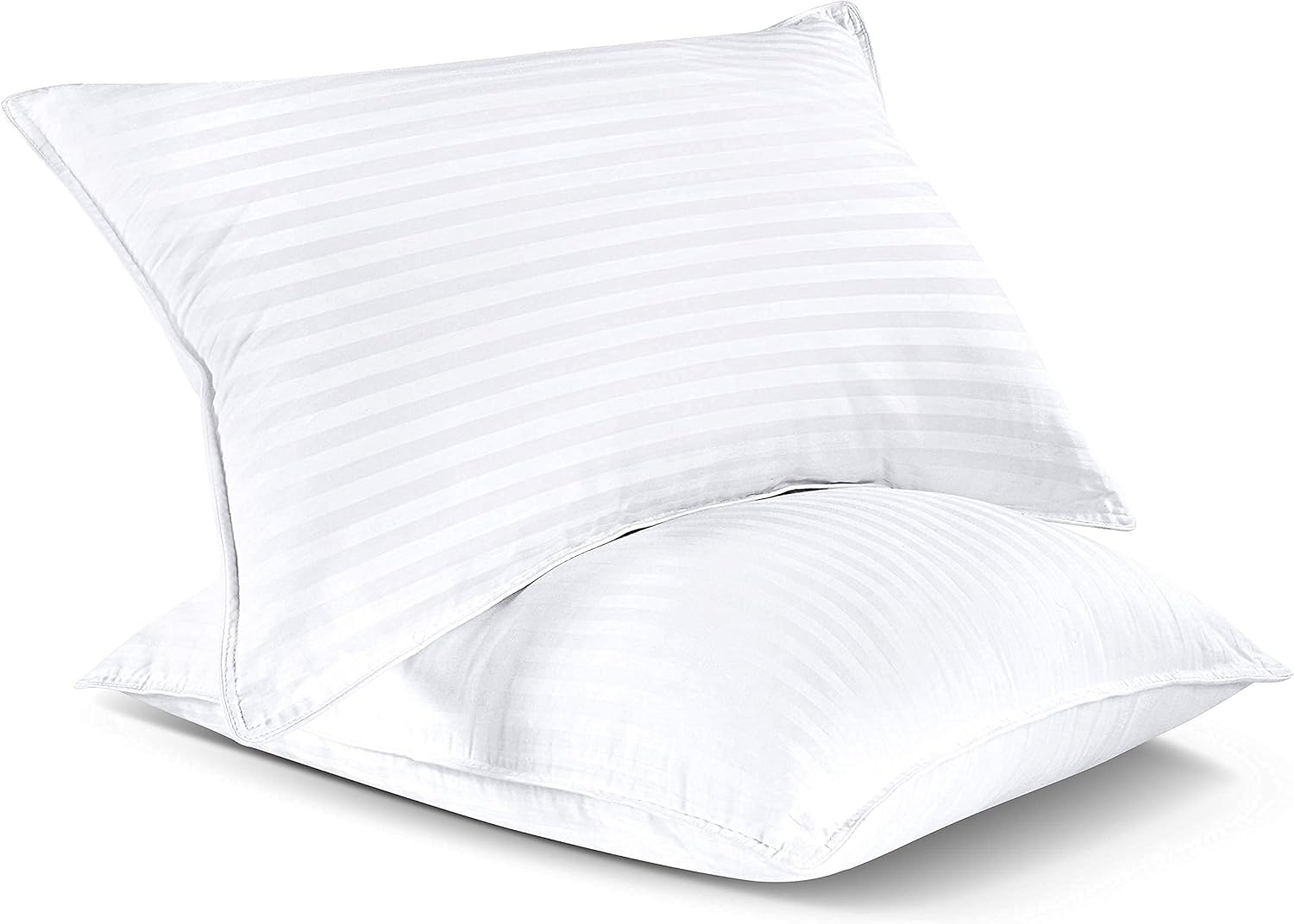 Utopia Bedding Hotel Bed Pillows for Sleeping, Pillows King Size Set of 2 | Down alternative pillows, cooling hotel quality, luxury comfort for back, side & stomach sleepers, Premium Stripes, White