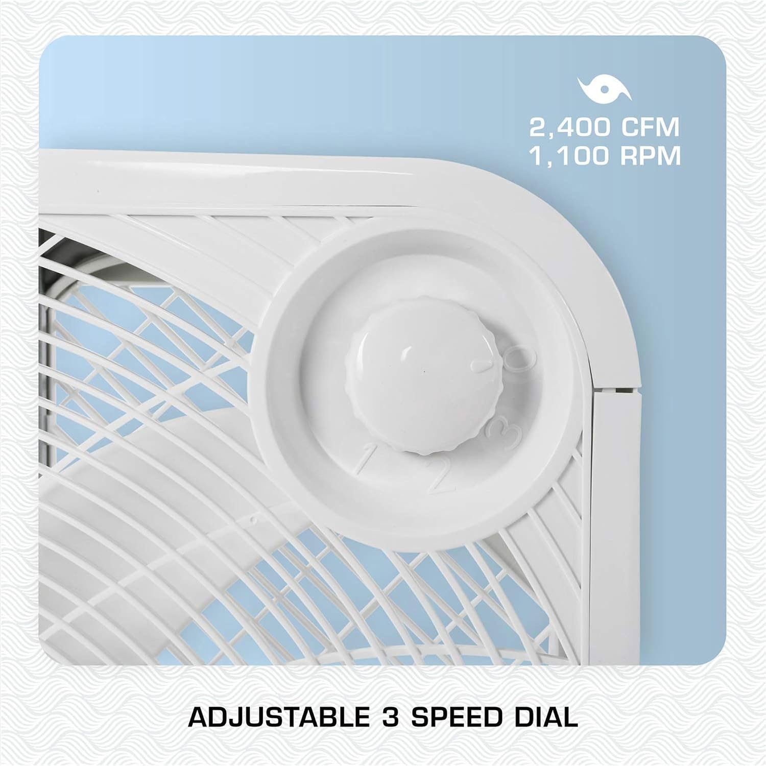 Hurricane Classic Floor Box Fan with 3 Speed Settings, White - 20in | Corded Portable Electric Air Cooling Unit w/ Powerful 2400 CFM Airflow for Home, Garage, Office, Bedroom & Basement