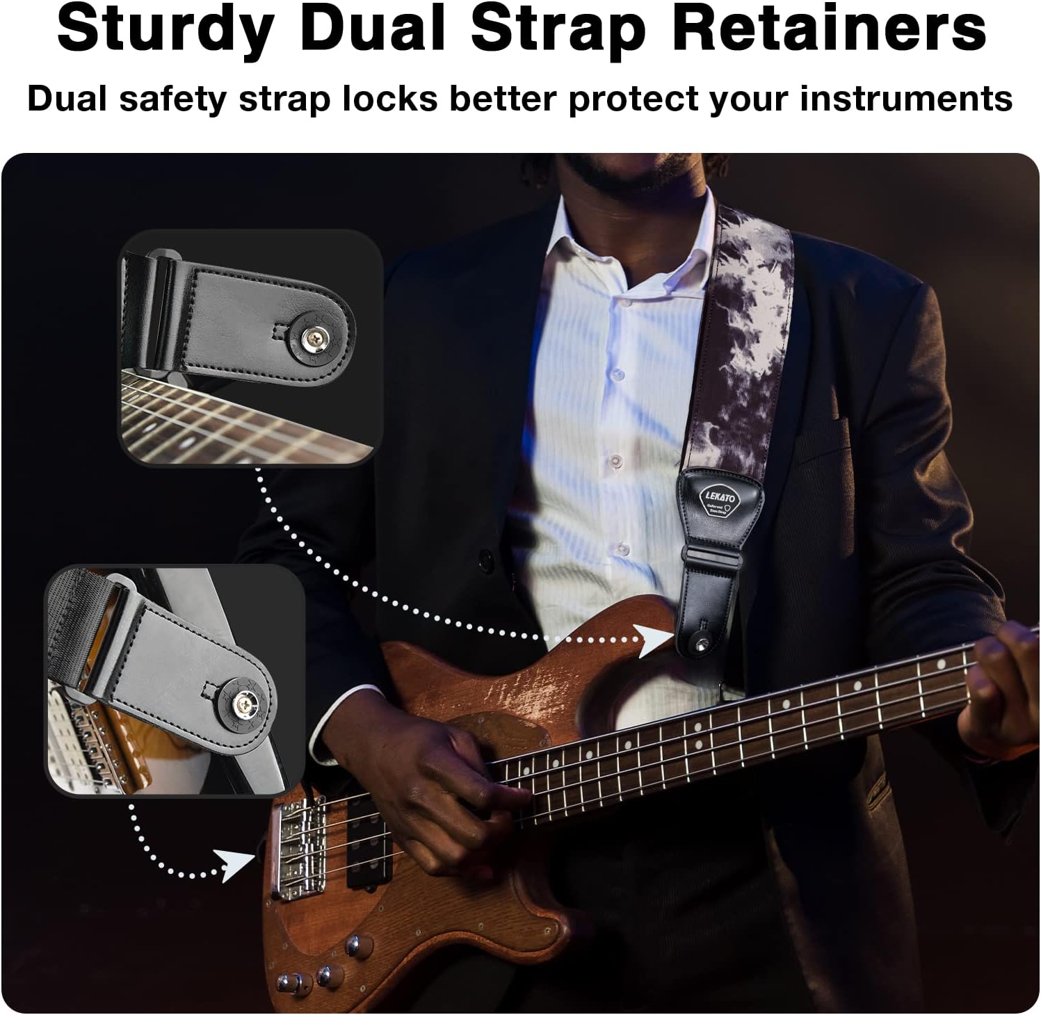LEKATO Guitar Straps for Electric Guitar Bass