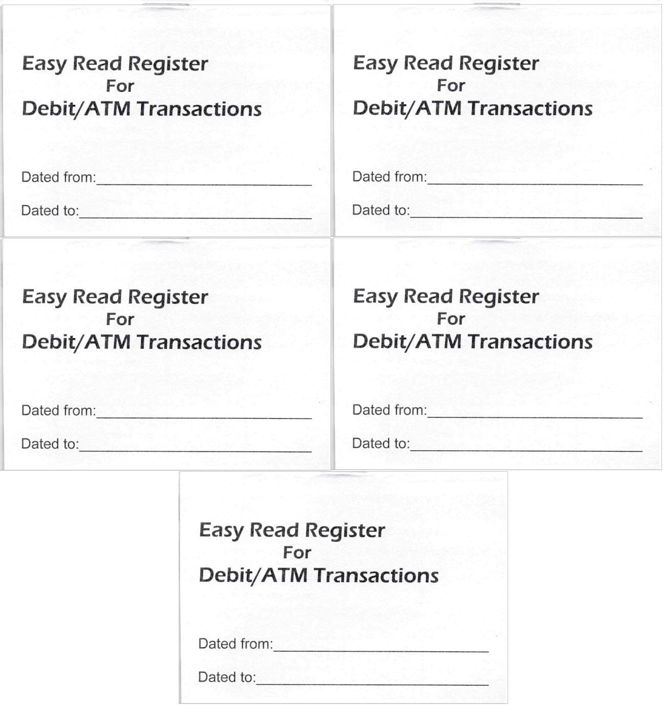 5 ATM Debit Card Mini Checkbook Registers