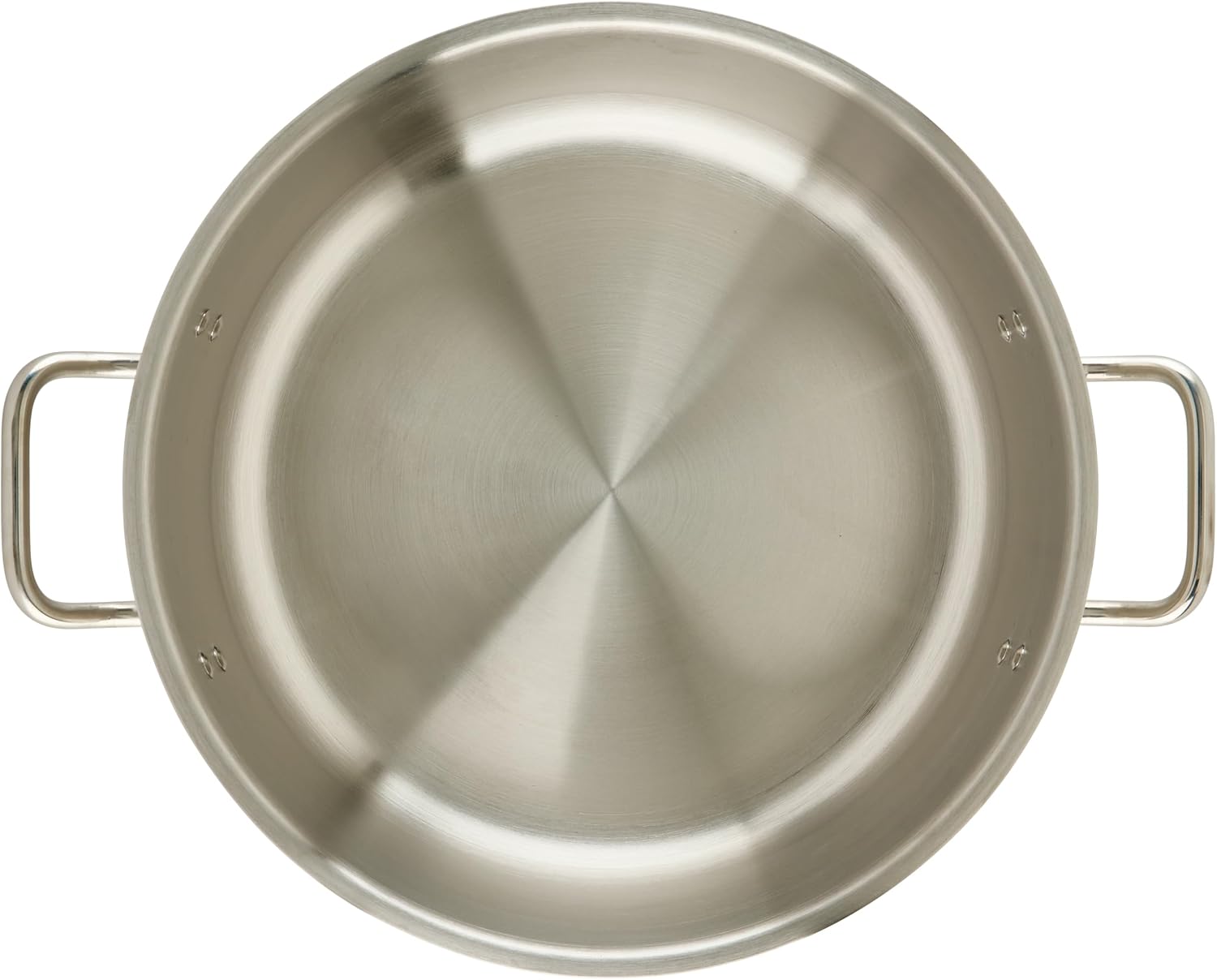 Winco 15 qt Stainless Steel Brazier Pan with Lid | Flat bottom, Wide base, Riveted handles, Induction safe, Great for Braising, Simmering, Batch Cooking and Restaurant Kitchens