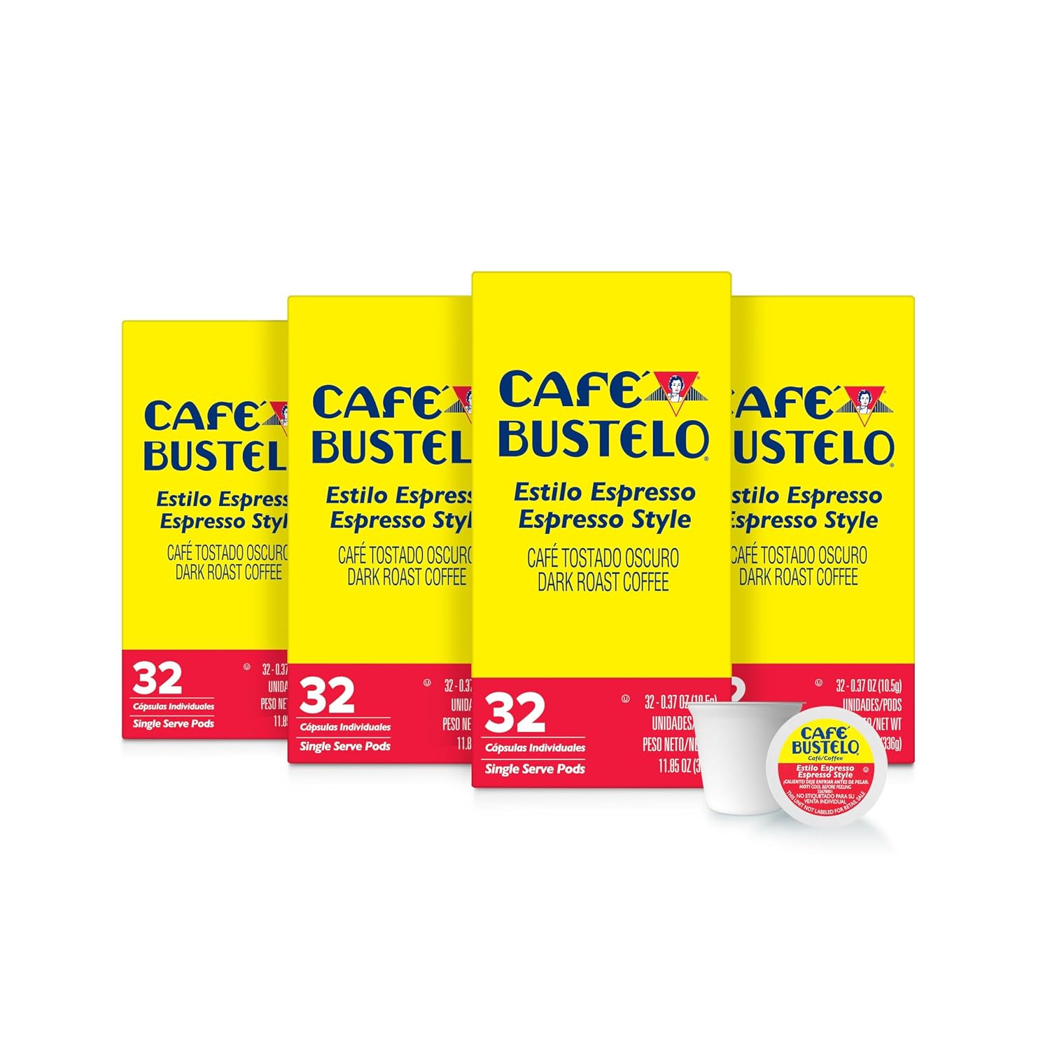 Café Bustelo Espresso Style Dark Roast, Single Serve Coffee Pods, 12 Count (Pack of 6)