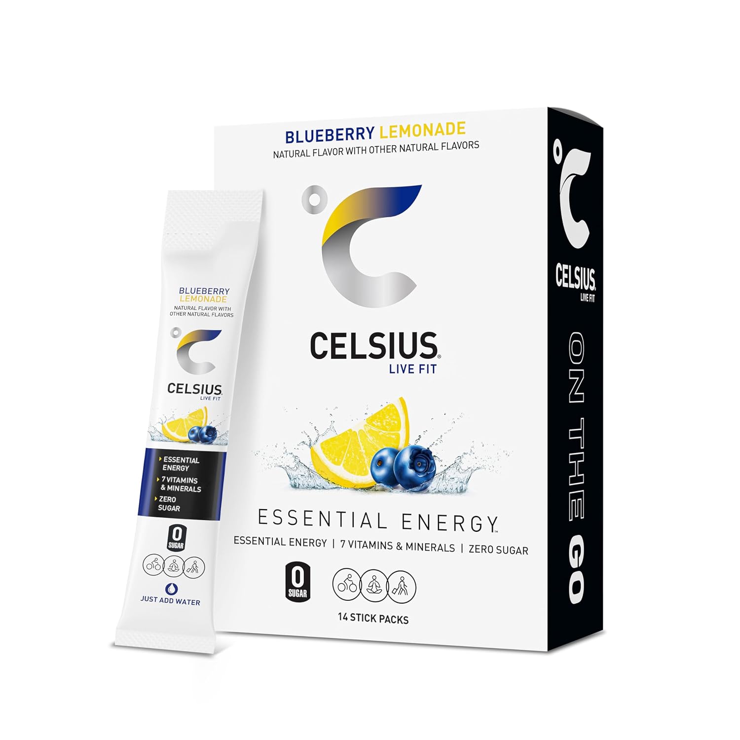 CELSIUS On-The-Go Powder Stick Packs, Zero Sugar (14 Sticks per Pack)