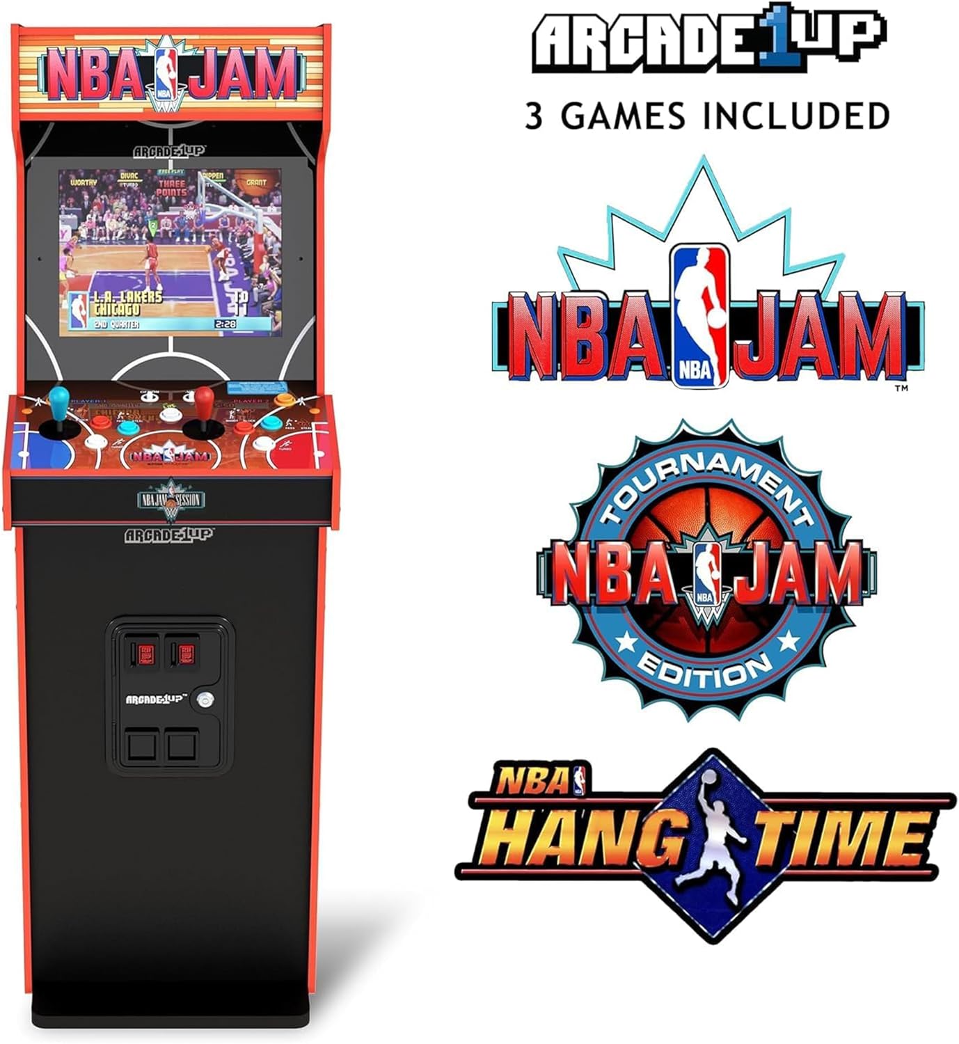Arcade1Up NBA JAM Deluxe 2-Player Home Arcade Machine, Over 5-Foot Cabinet with Online Multiplayer, Light-Up Marquee, and 3 Classic Basketball Games