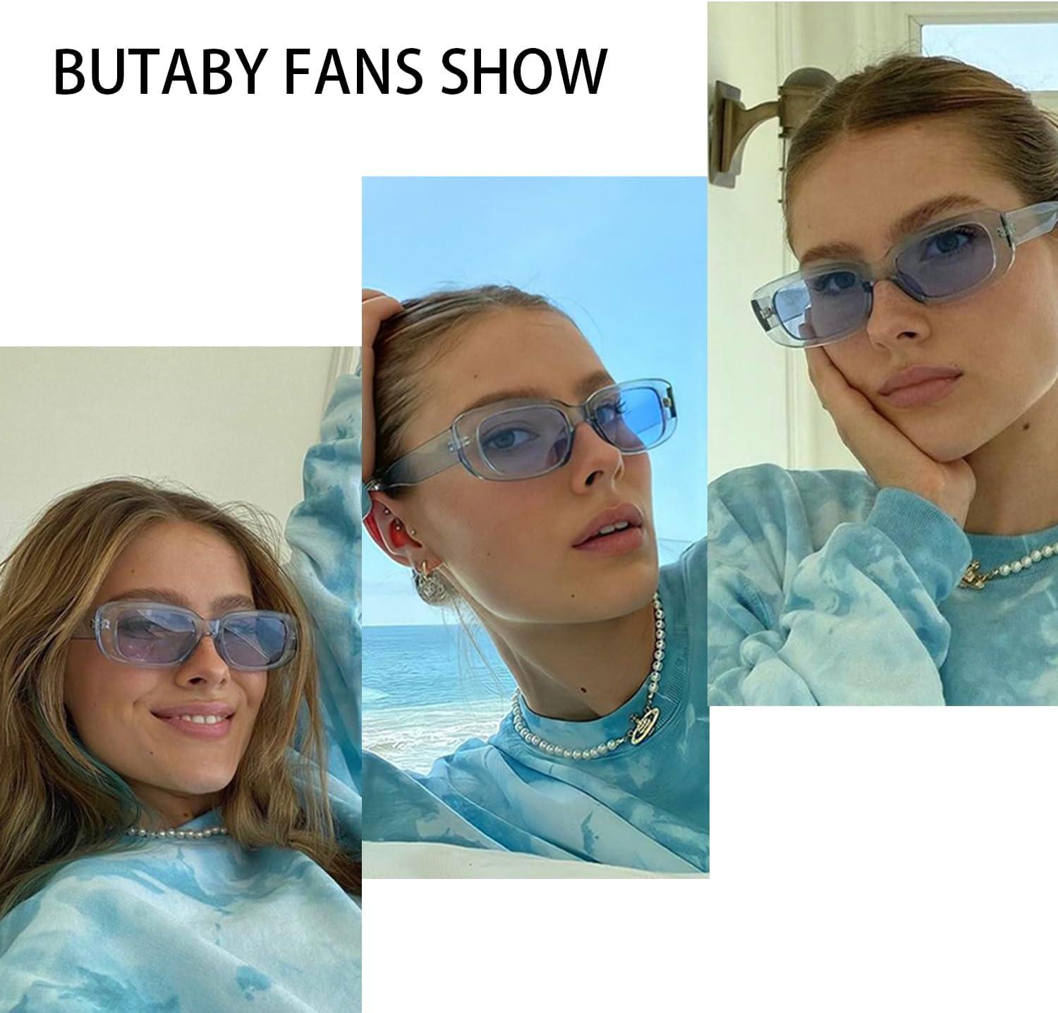 BUTABY Rectangle Sunglasses for Women Retro Driving Glasses 90’s Vintage Fashion Narrow Square Frame UV400 Protection