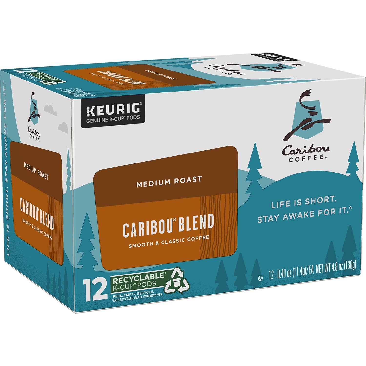 Caribou Coffee Caribou Blend Keurig Single-Serve K-Cup Pod, Medium Roast Coffee, 72 Count