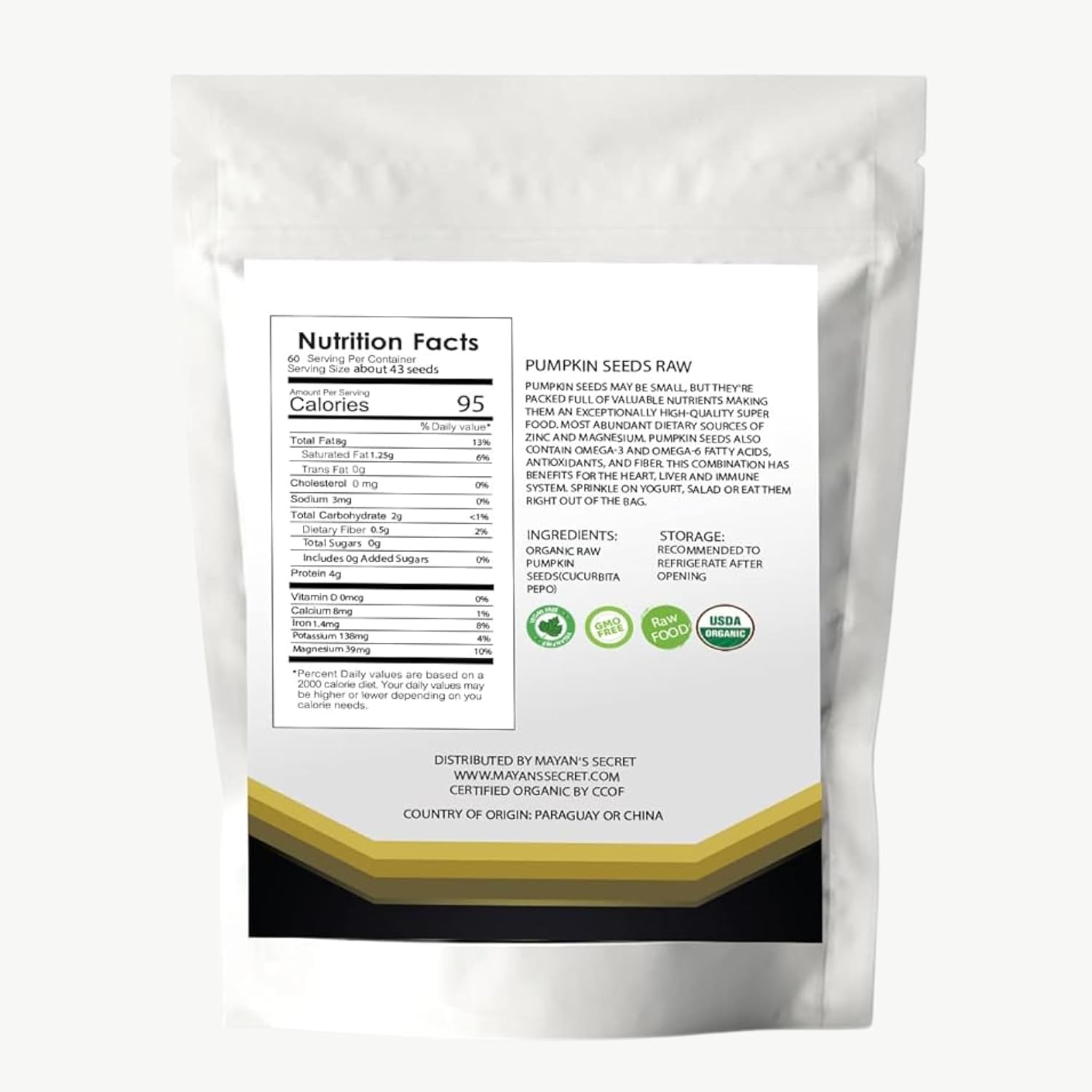Mayan's Secret - Raw Pumpkin Seeds Organic, 2 Lbs - Premium Quality | Fresh | Unsalted
