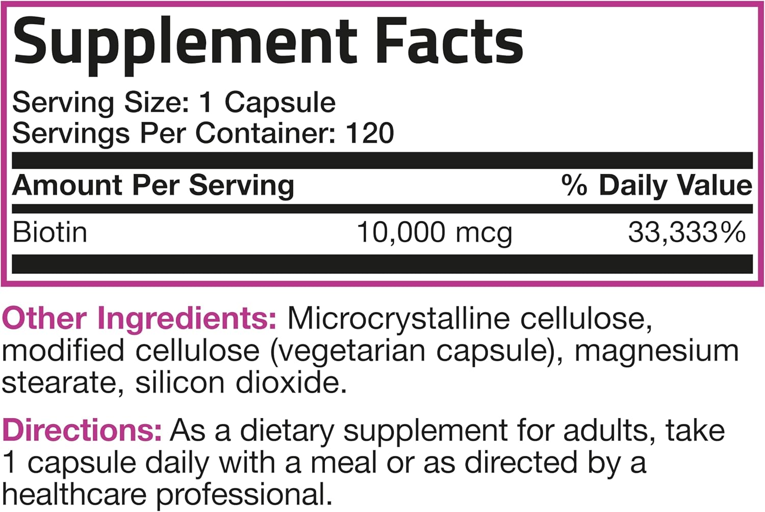 Bronson Ultra Biotin 10,000 Mcg Hair Skin and Nails Supplement, Non-GMO, 120 Vegetarian Capsules