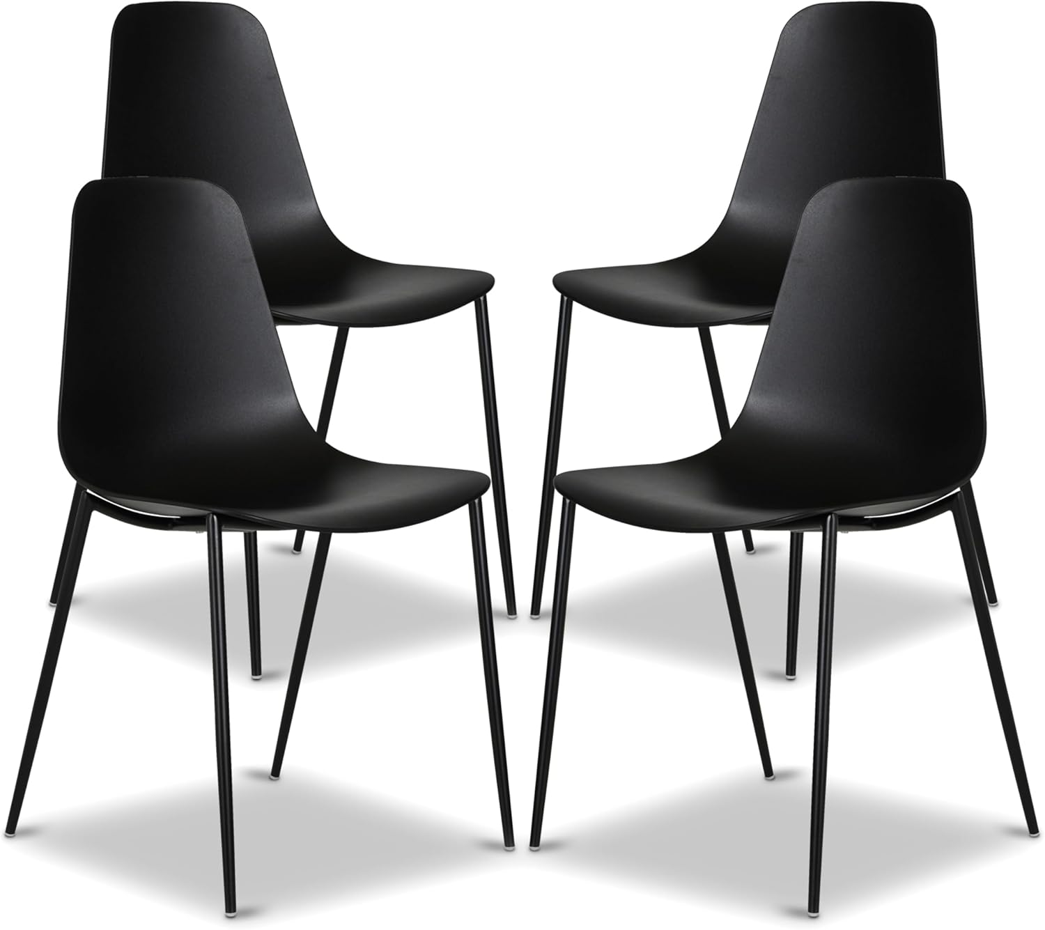 Poly & BARK Isla Modern Kitchen Chairs Set of 4 - Plastic Dining Chair with Metal Legs - Quick Assembly Simple Cafe Chairs Plastic for Indoor or