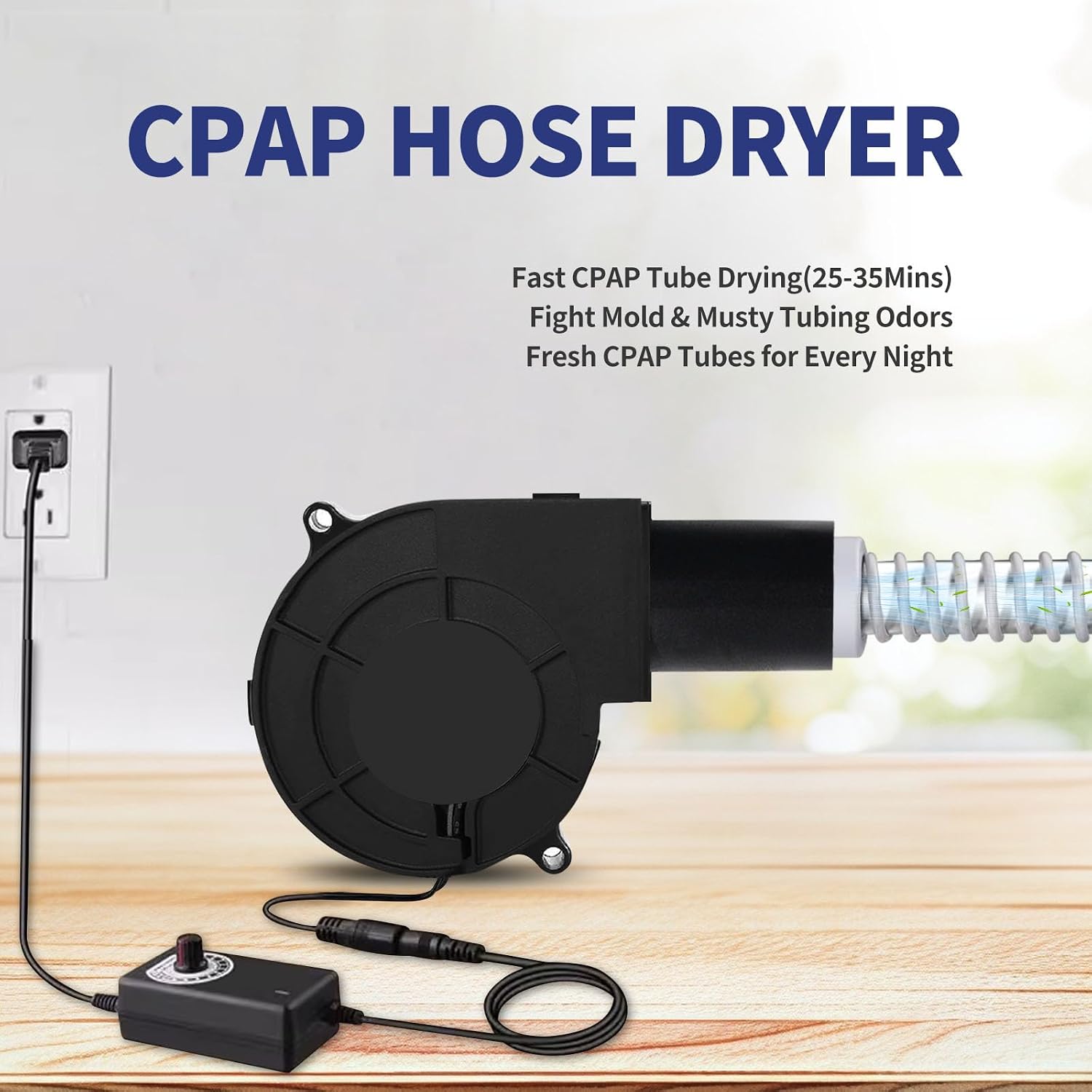 CPAP Hose Dryer Cleaning Kit: Fast-Drying Silent Blower Fan Cleaner for Resmed Airsense 10/11 Heated Tubing