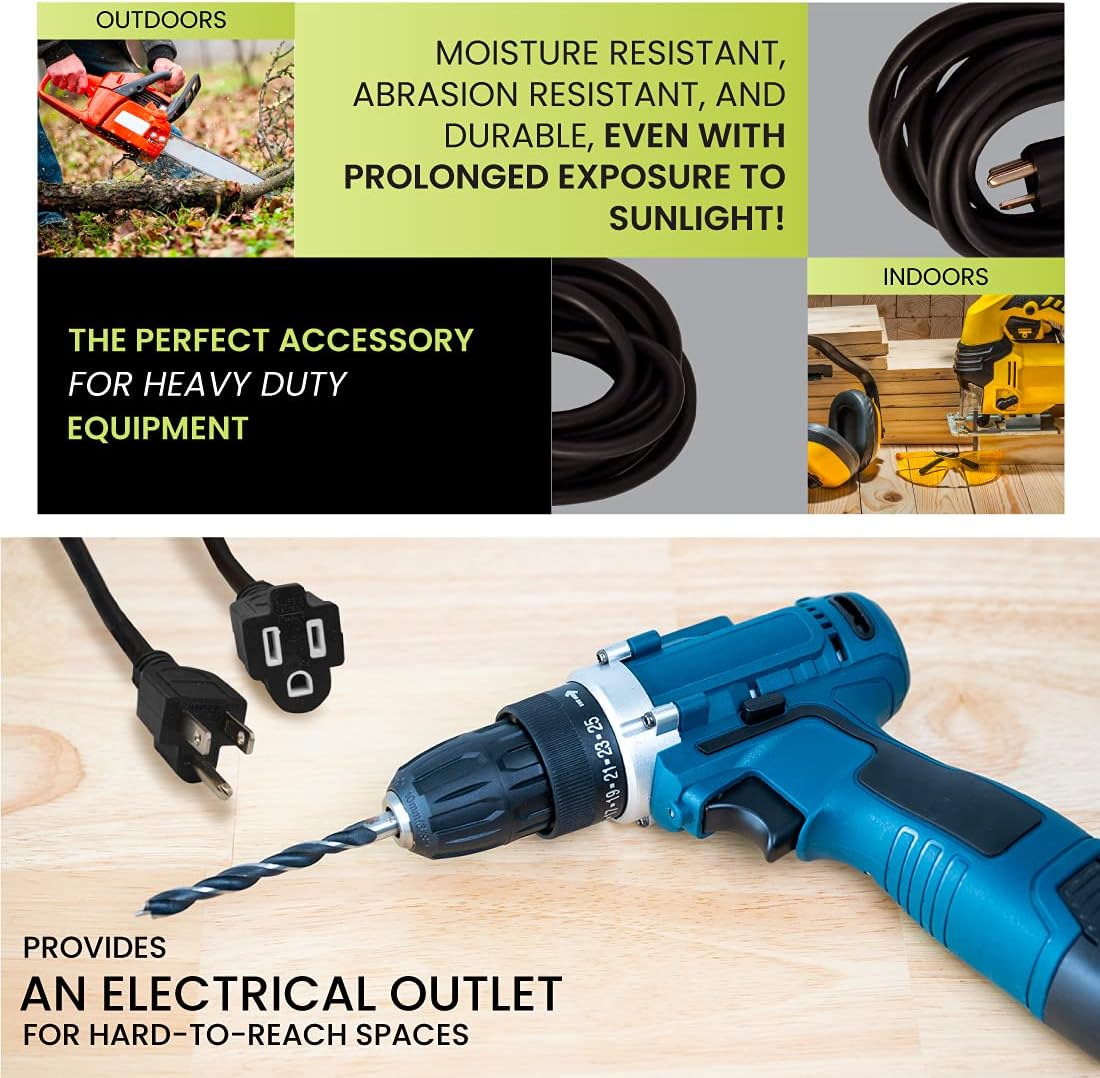 Go Green Power Inc. (GG-14025) 12/3 SJTW Outdoor Extension Cord, Lighted End, 25 ft