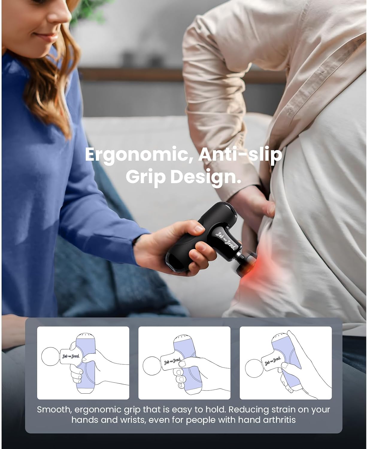 BOB AND BRAD Q2 Mini Massage Gun, Pocket-Sized Deep Tissue Massager Gun, Portable Percussion Muscle Massager Gun