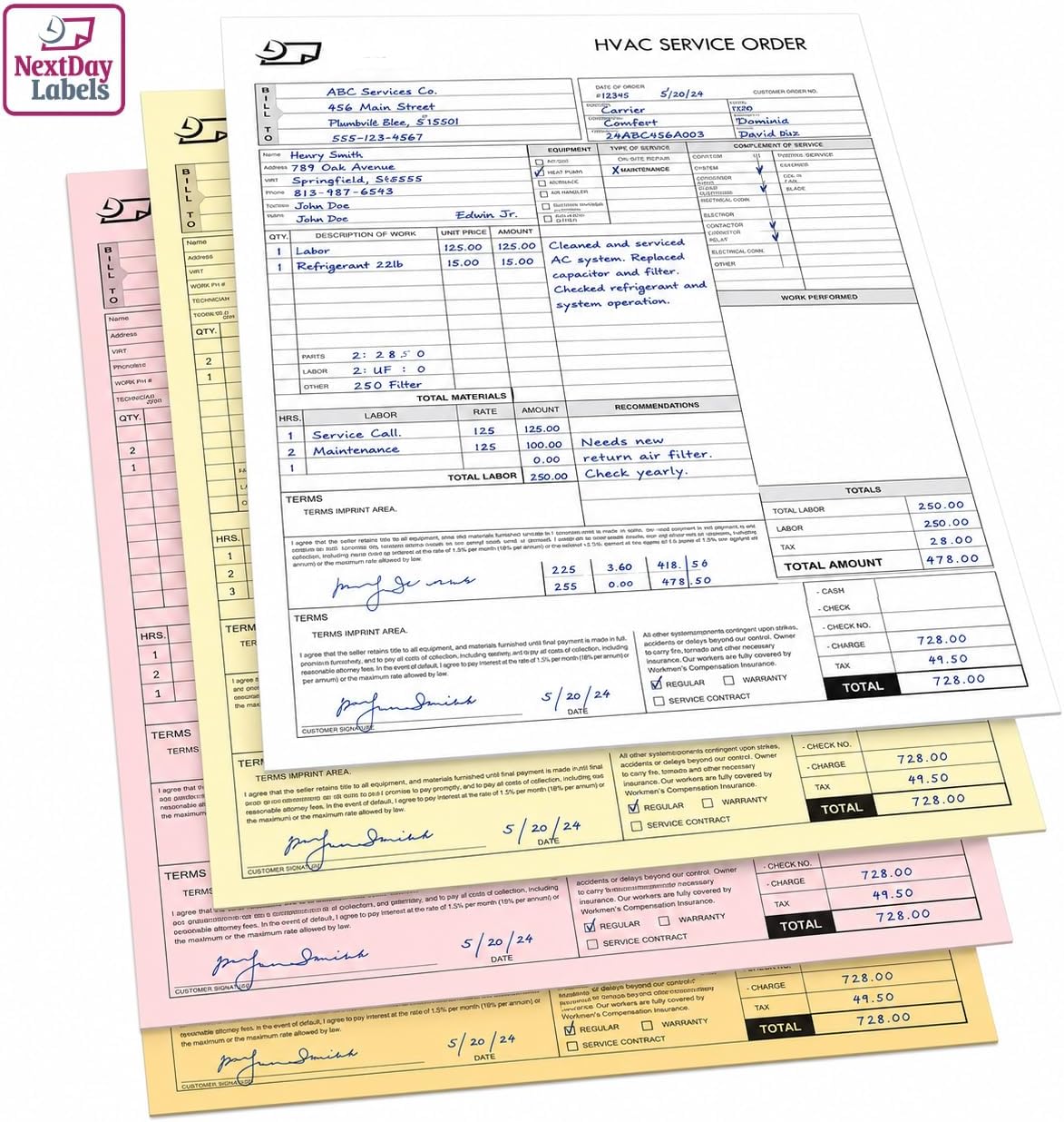 NextDayLabels Carbonless NCR Paper, 2 Part Reverse #5887, 8.5" x 11"