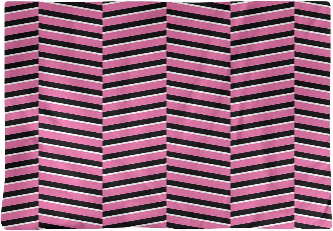 Dana Strider Black & Color Fractured Stripes Table Placemat, 18 x 14, Pink