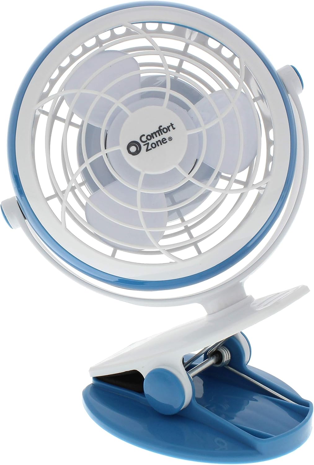 Comfort Zone Dual Base Combo Clip or Desk Fan, USB or Battery Powered, 4 inch, Single Speed Setting, Adjustable Tilt, Lightweight, Ideal for Home